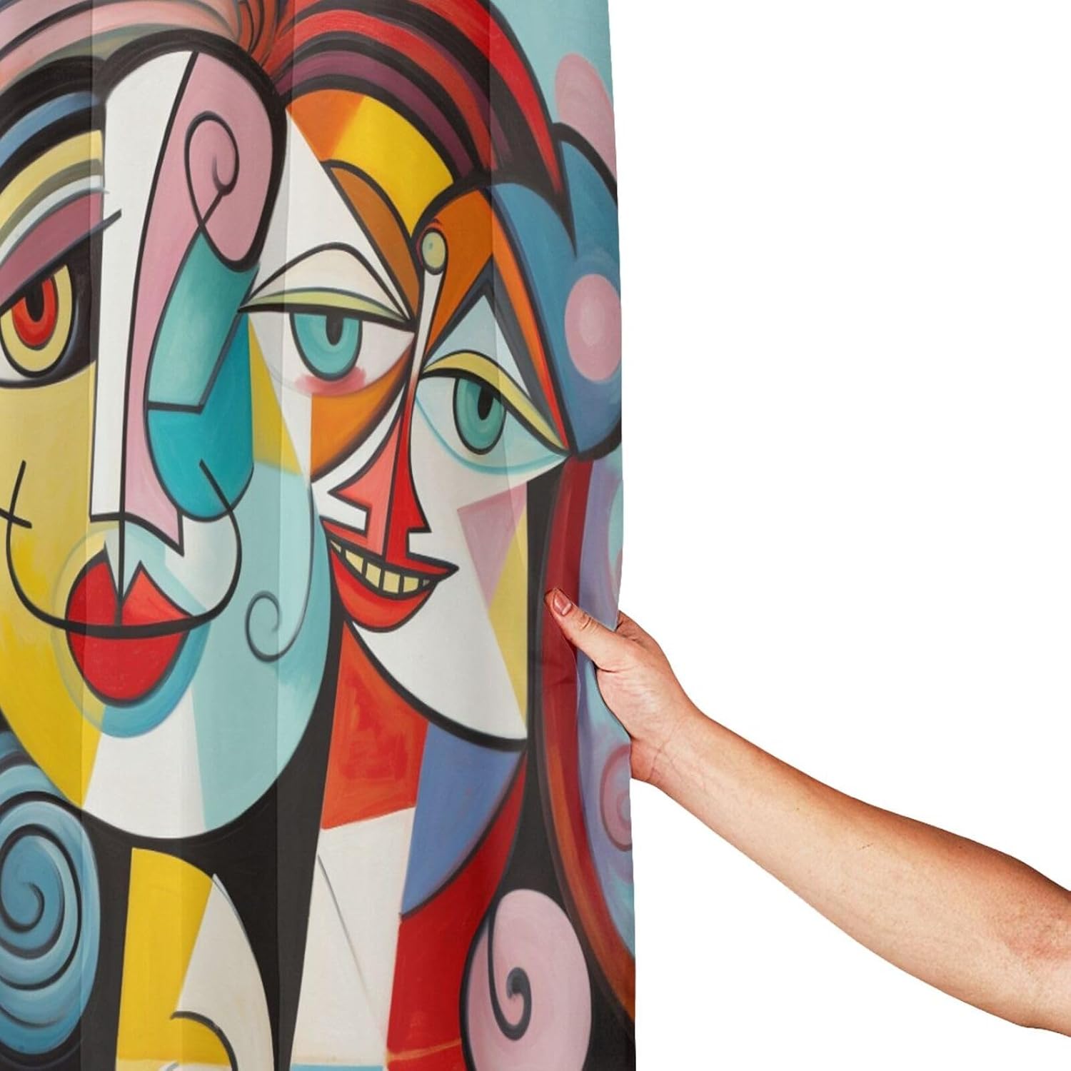 DAOWANGZUO Laughing Girl Shower Curtain Set with 12 Hooks 72x72in