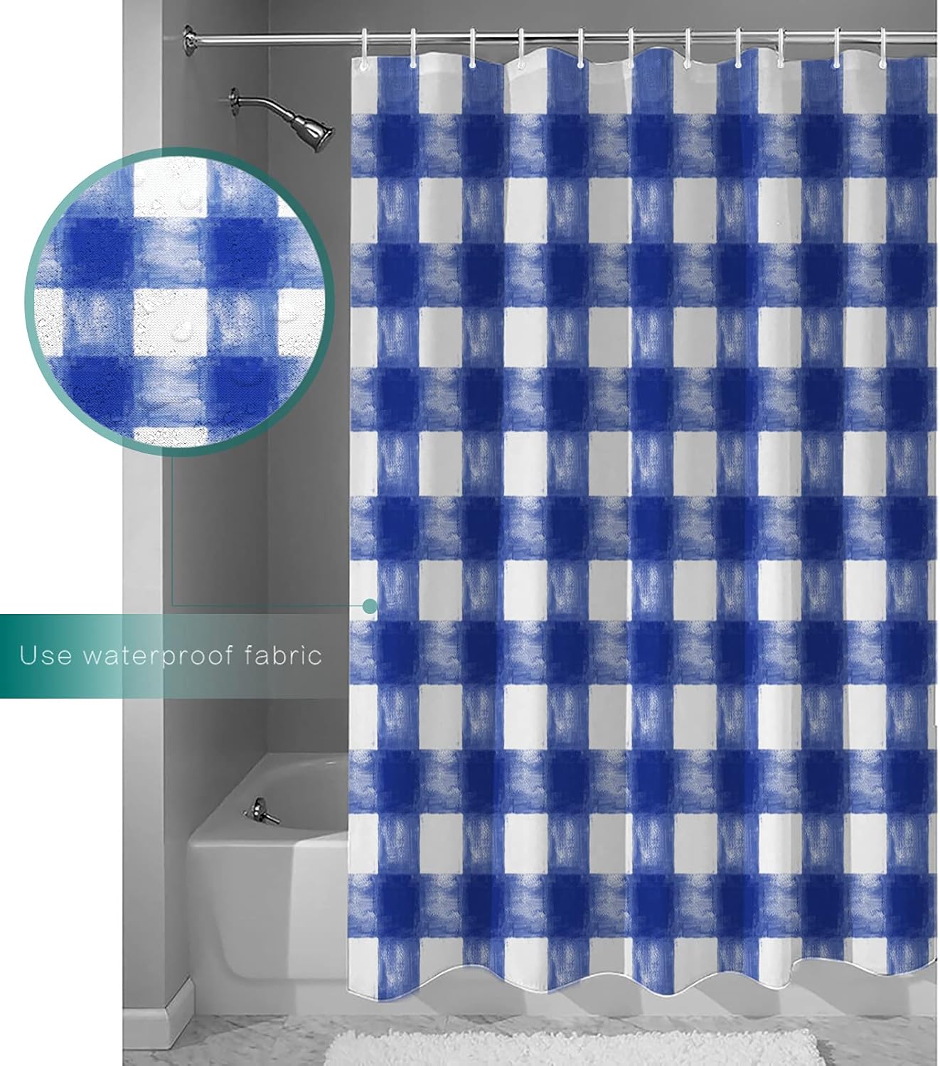 Savannan Shower Curtain Set with 12 Hooks and Water Repellent Fabric