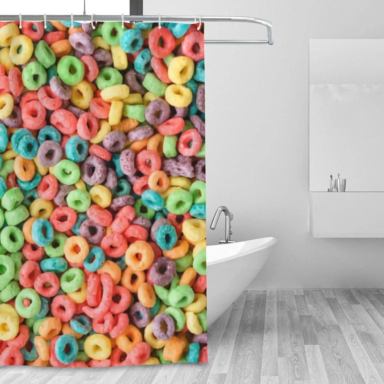 OLGCZM 3D Fruit Hoops Shower Curtain 72x72 Inches