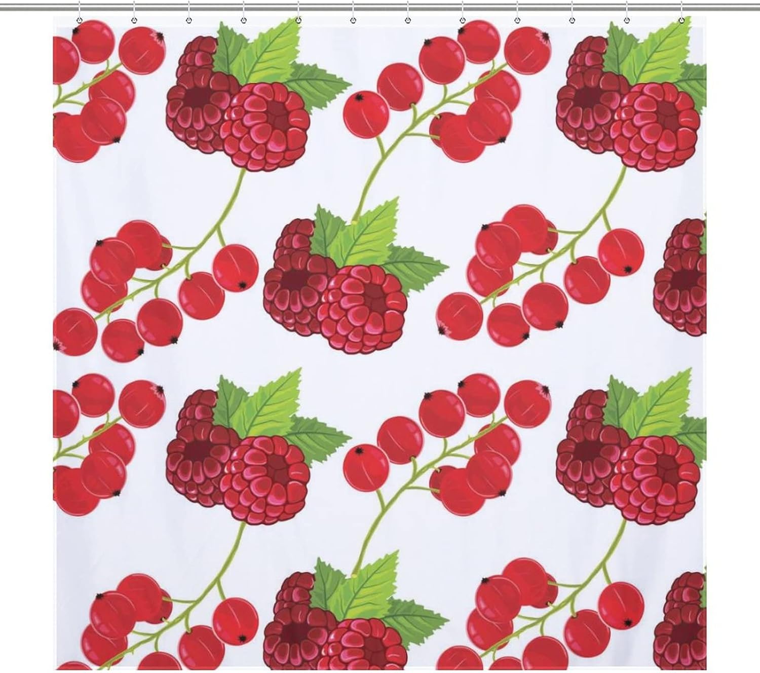 Strawberry Pattern Shower Curtain Set 72x72 Inch Waterproof