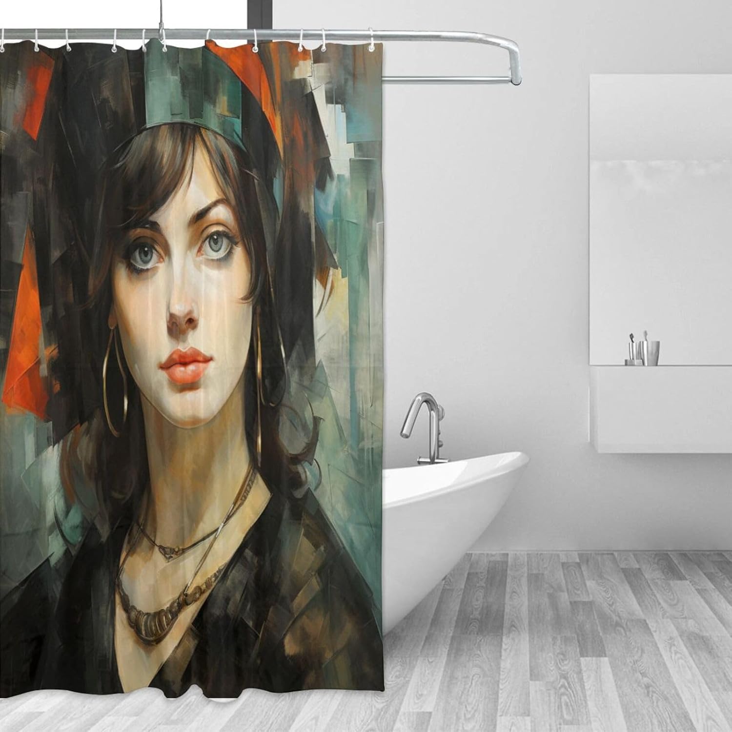 DAOWANGZUO Abstract Girl Shower Curtain Set