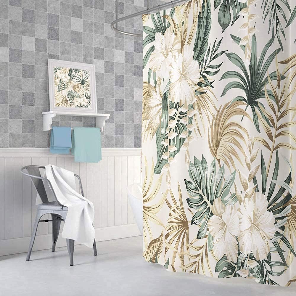 DYNH Tropical Flower Shower Curtain Set