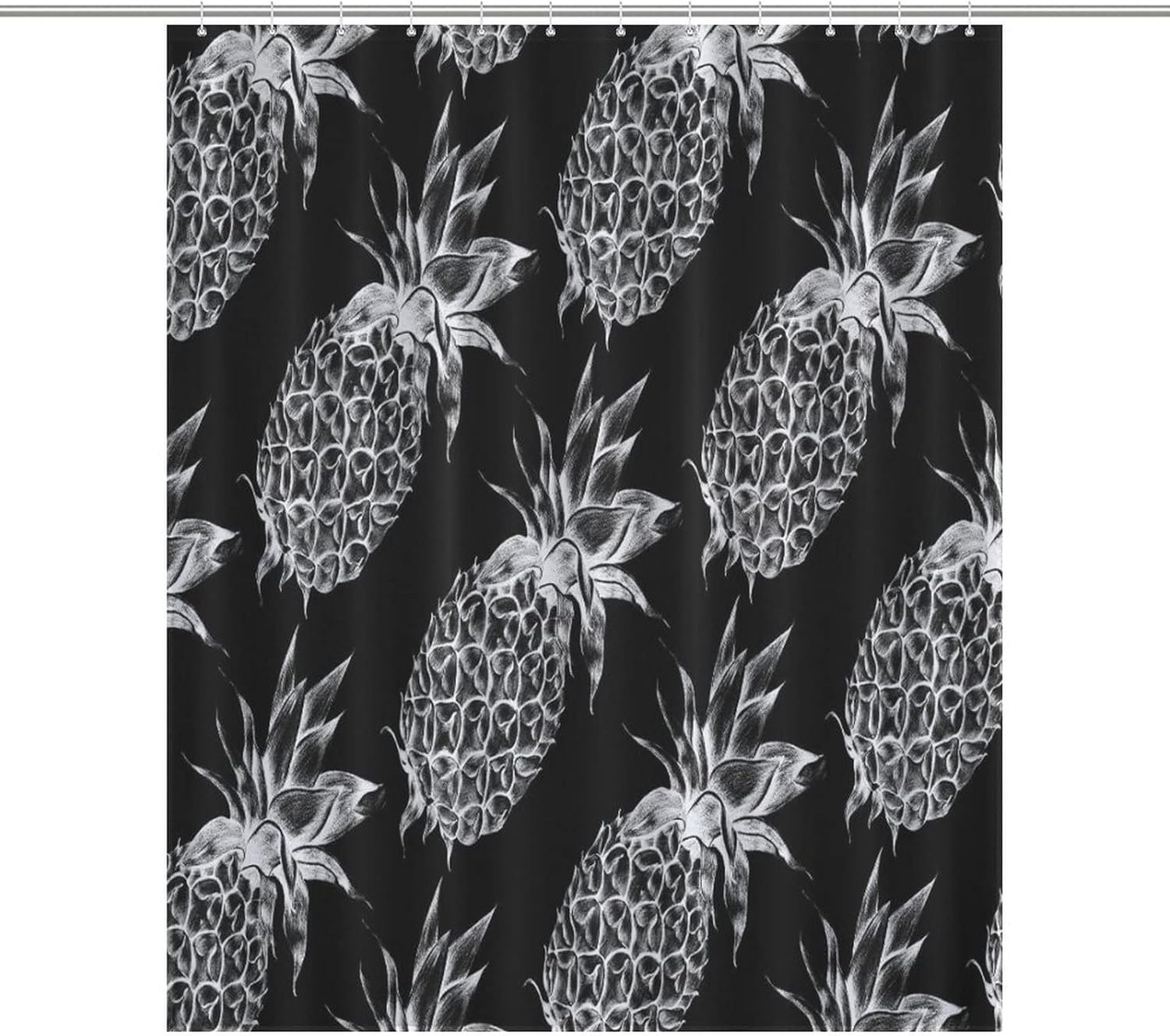 Pineapple Yellow Shower Curtain with 12 Hooks 1