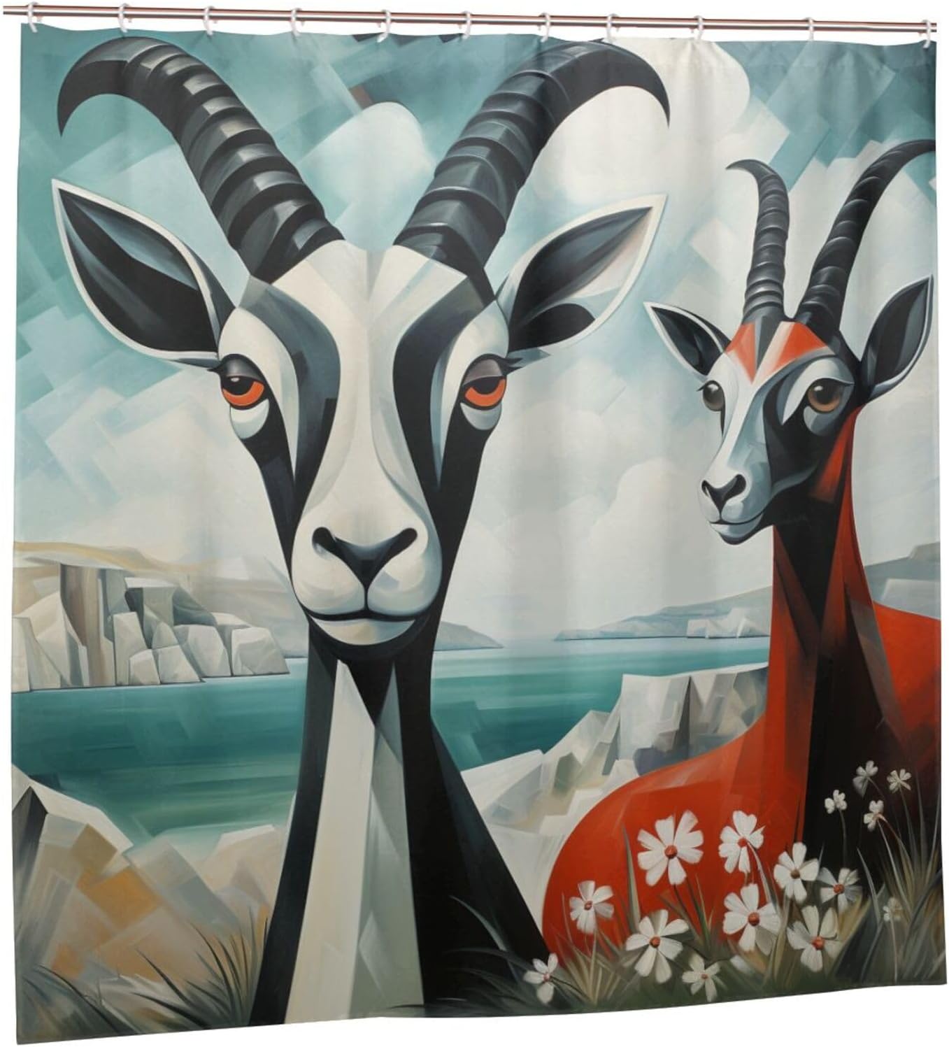 DAOWANGZUO Sheep Shower Curtain Set 1