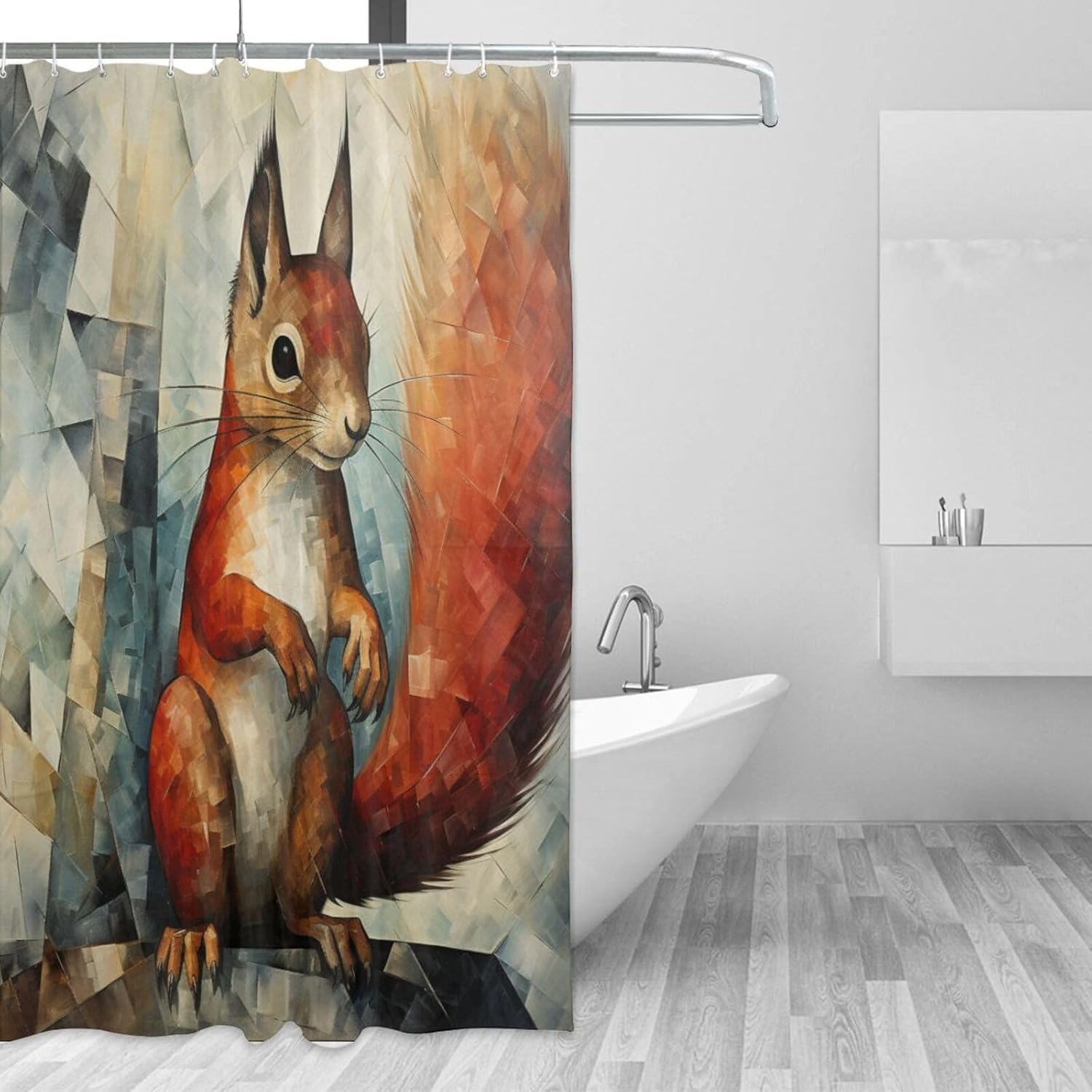 DAOWANGZUO Squirrel Shower Curtain Set 72x72in 1