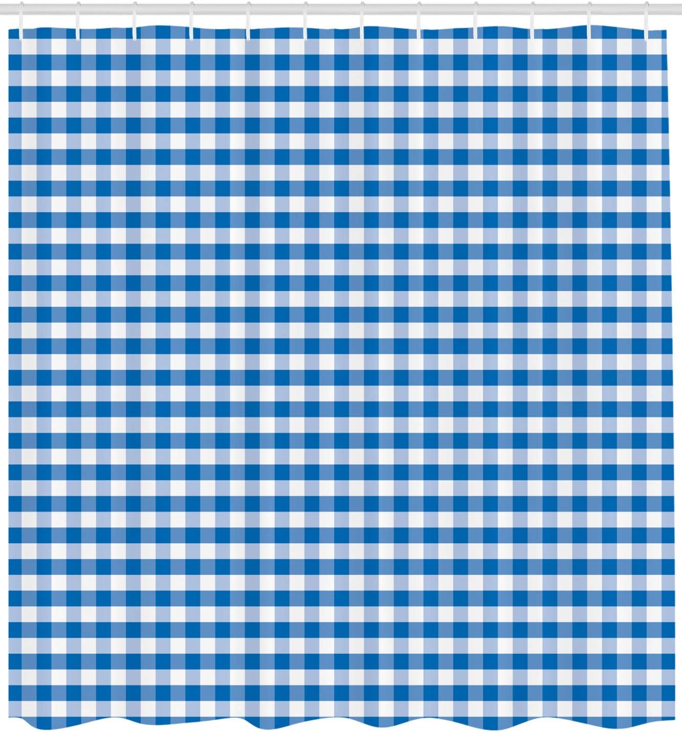 Ambesonne Checkered Shower Curtain Blue White 1