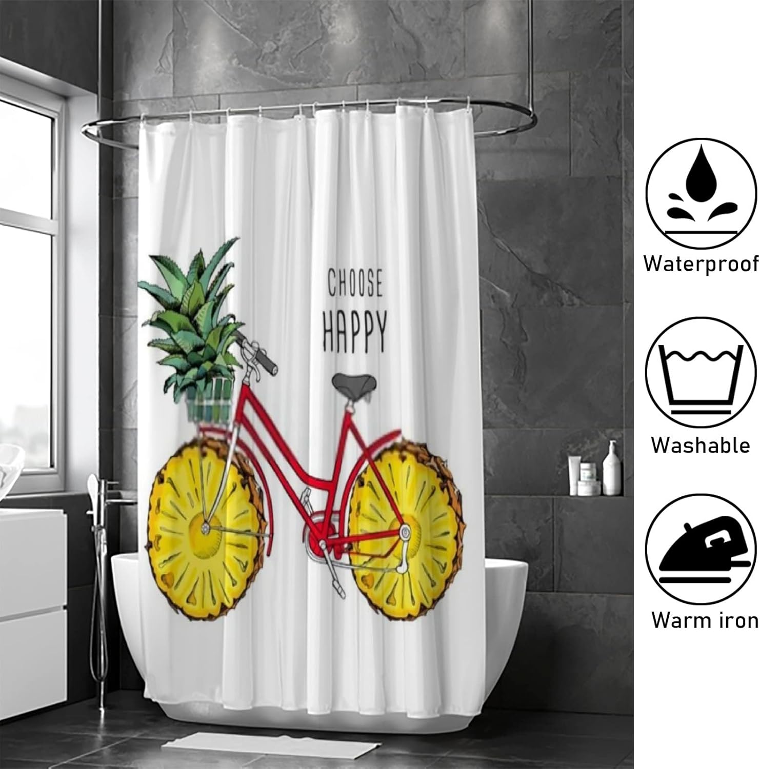 Hapuxt Retro Fruit Pattern Shower Curtain 60x72 Inch