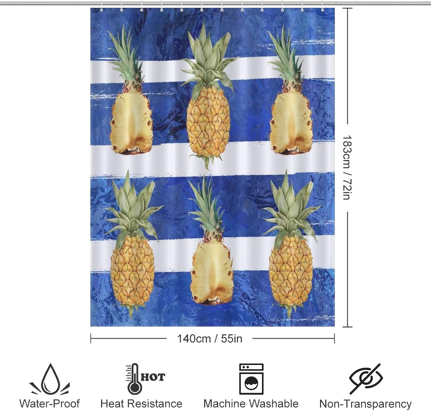 Sweet Natural Food Shower Curtain with 12 Hooks for Bathtubs