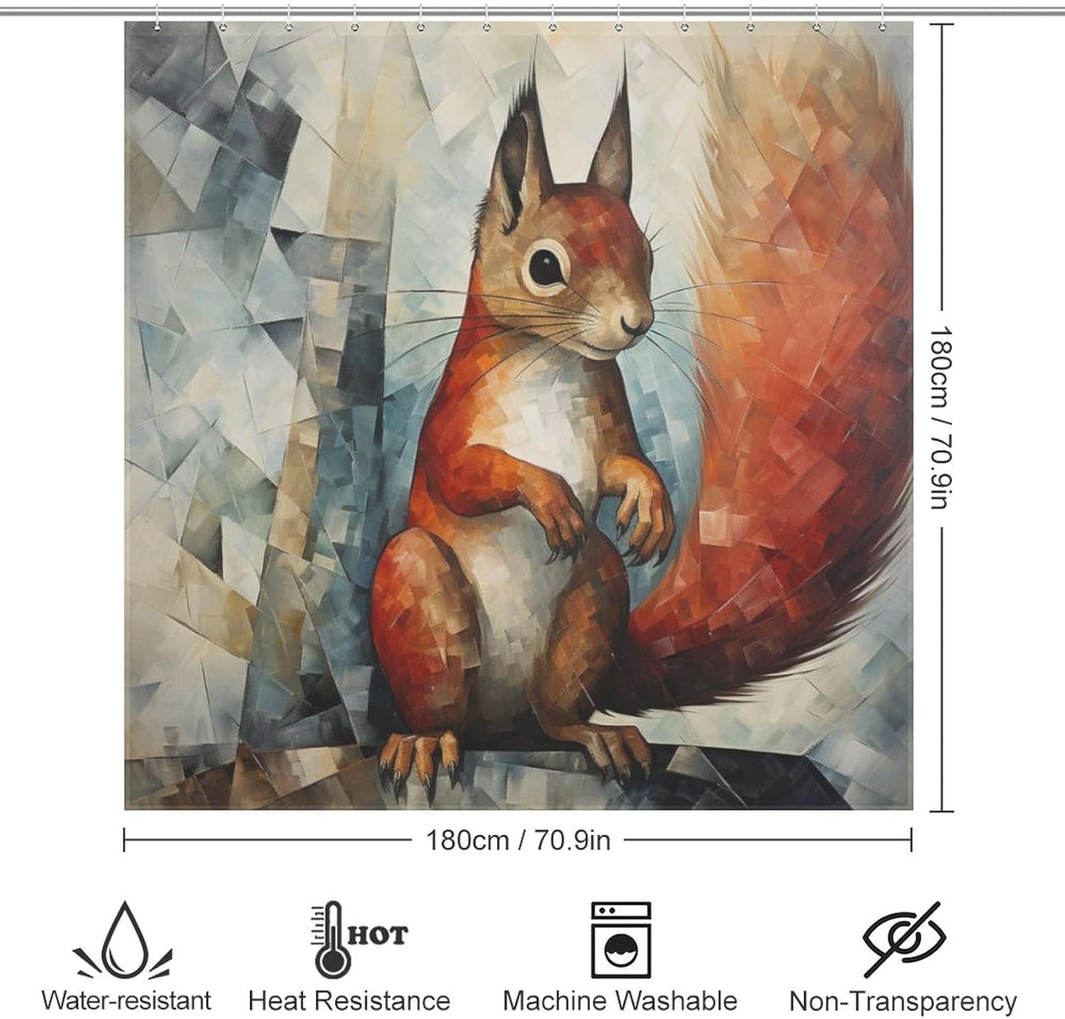 DAOWANGZUO Squirrel Shower Curtain Set 72x72in 1