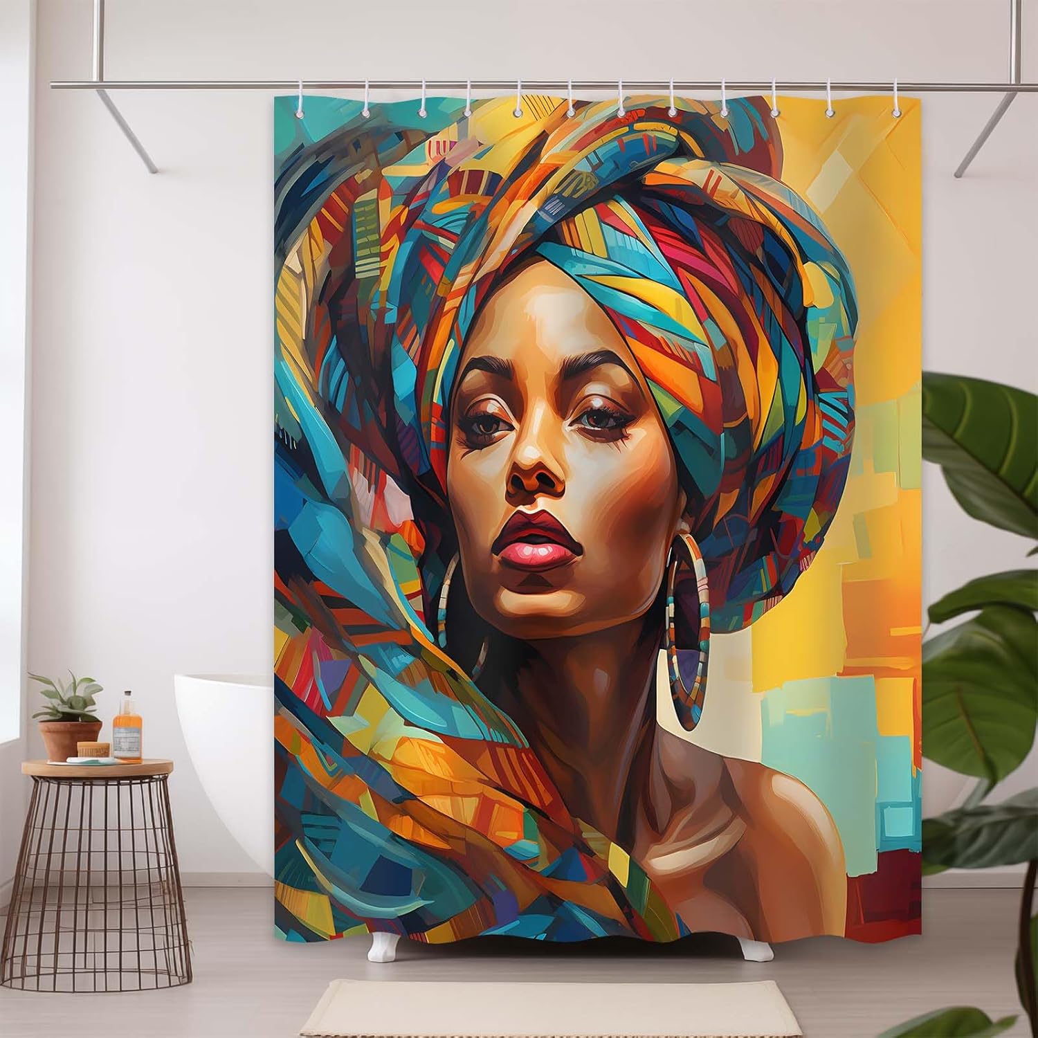 DLTAY African Shower Curtain Set with 12 Hooks