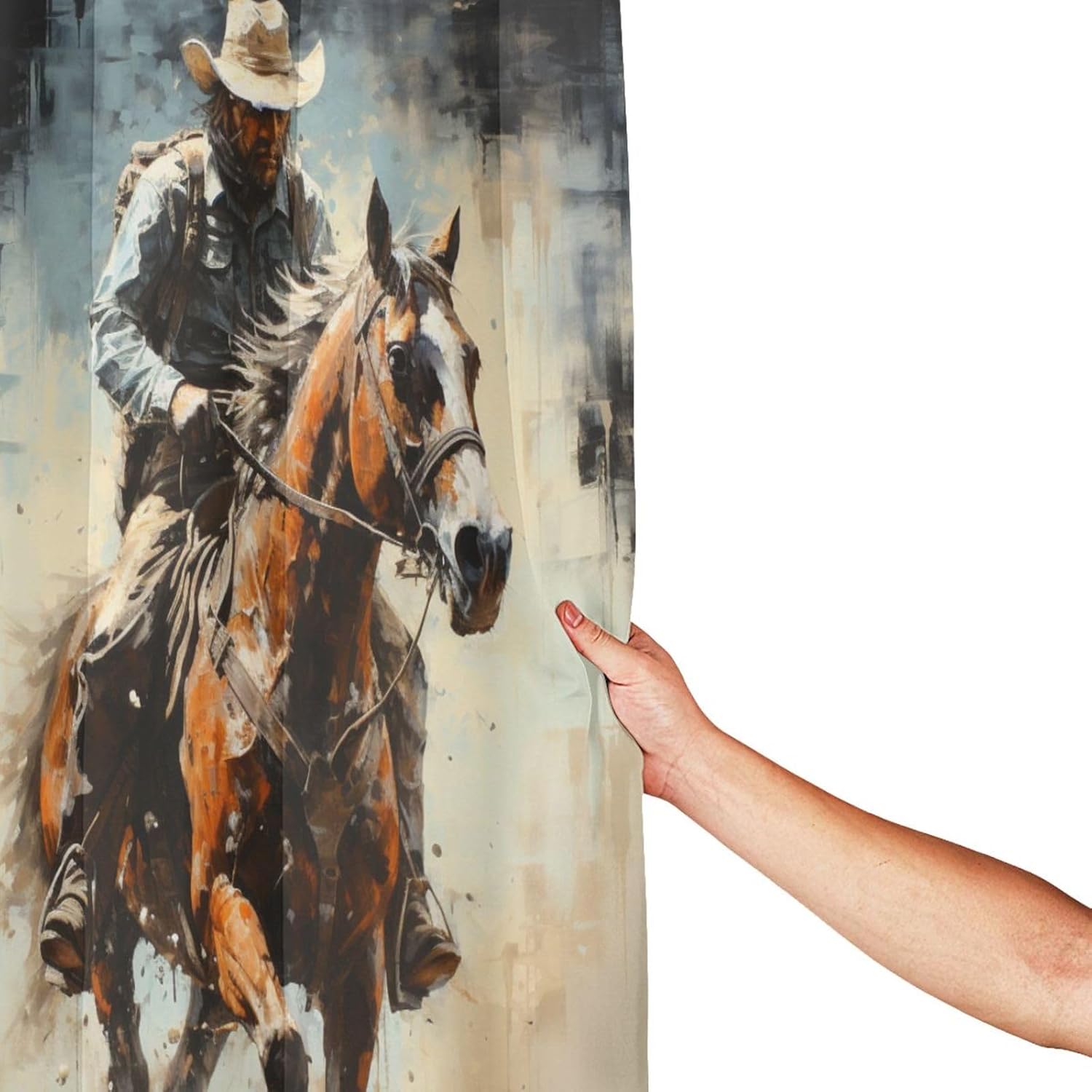 DAOWANGZUO Riding Cowboy Shower Curtain Set 1