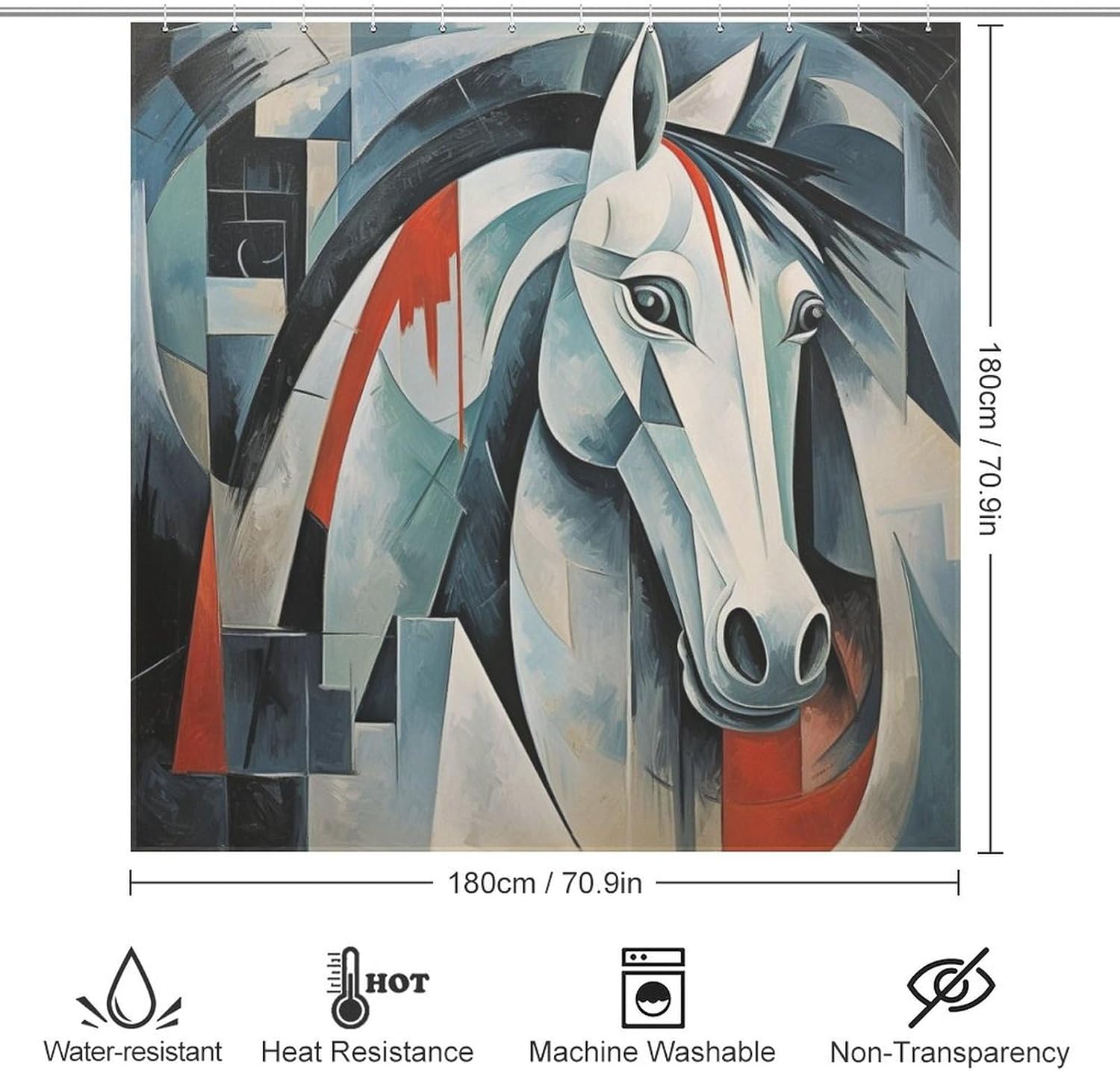 DAOWANGZUO Horse Shower Curtain Set 72x72in