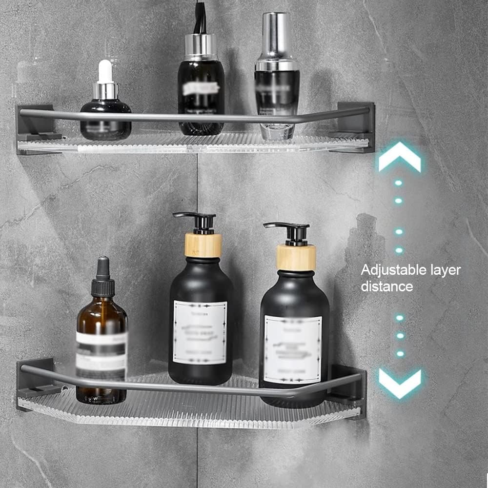 ANNBKA Wall-Mounted Shower Caddy with Acrylic Triangular Basket