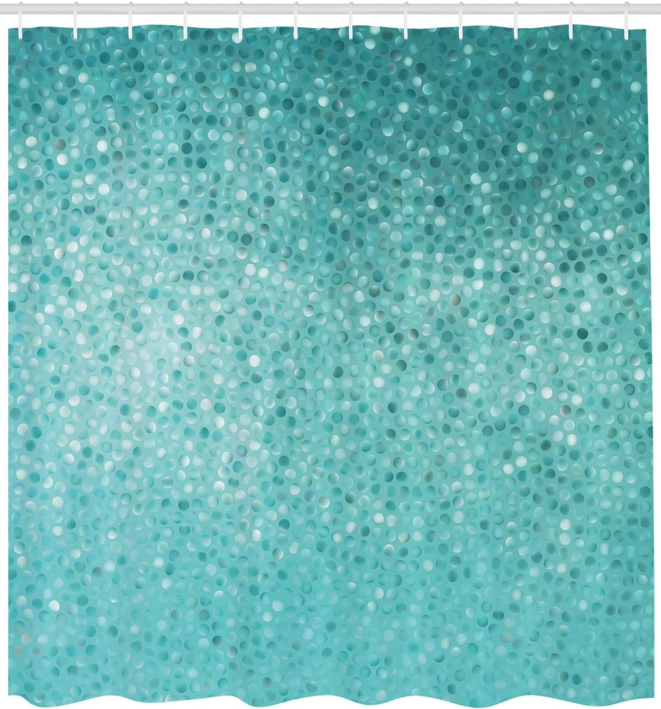 Ambesonne Dot Shower Curtain Set with Hooks Turquoise 69 x 70
