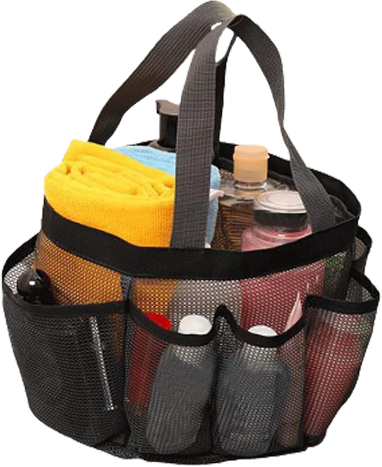 Hperu 8-Pocket Shower Tote Bag 22x22x22cm Black