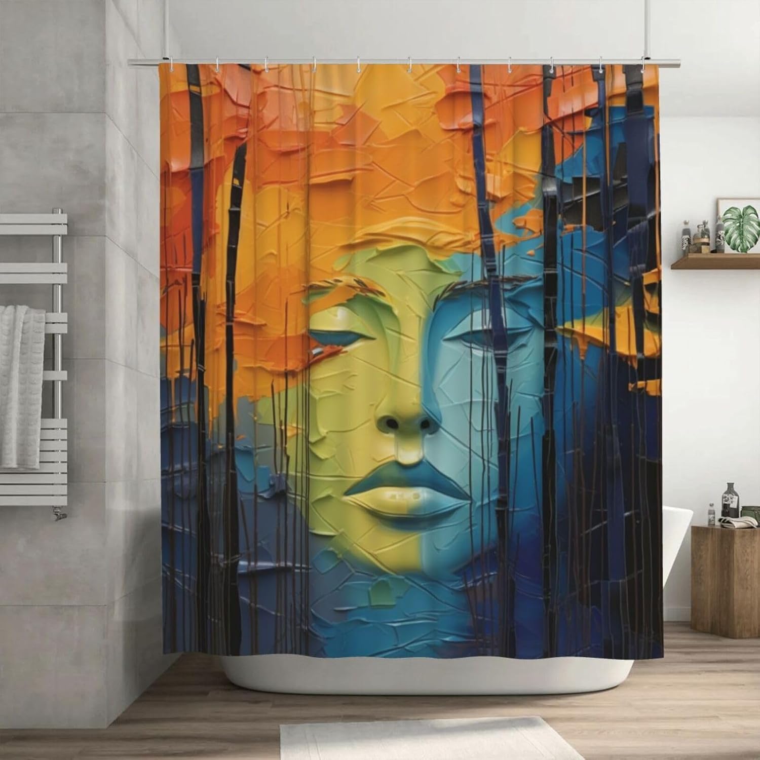 DAOWANGZUO Girls Face Shower Curtain Set