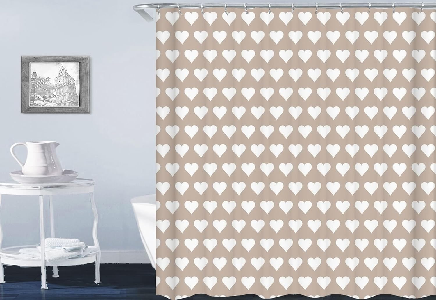 Homxi Khaki Grommet Shower Curtain 59 x 70 1