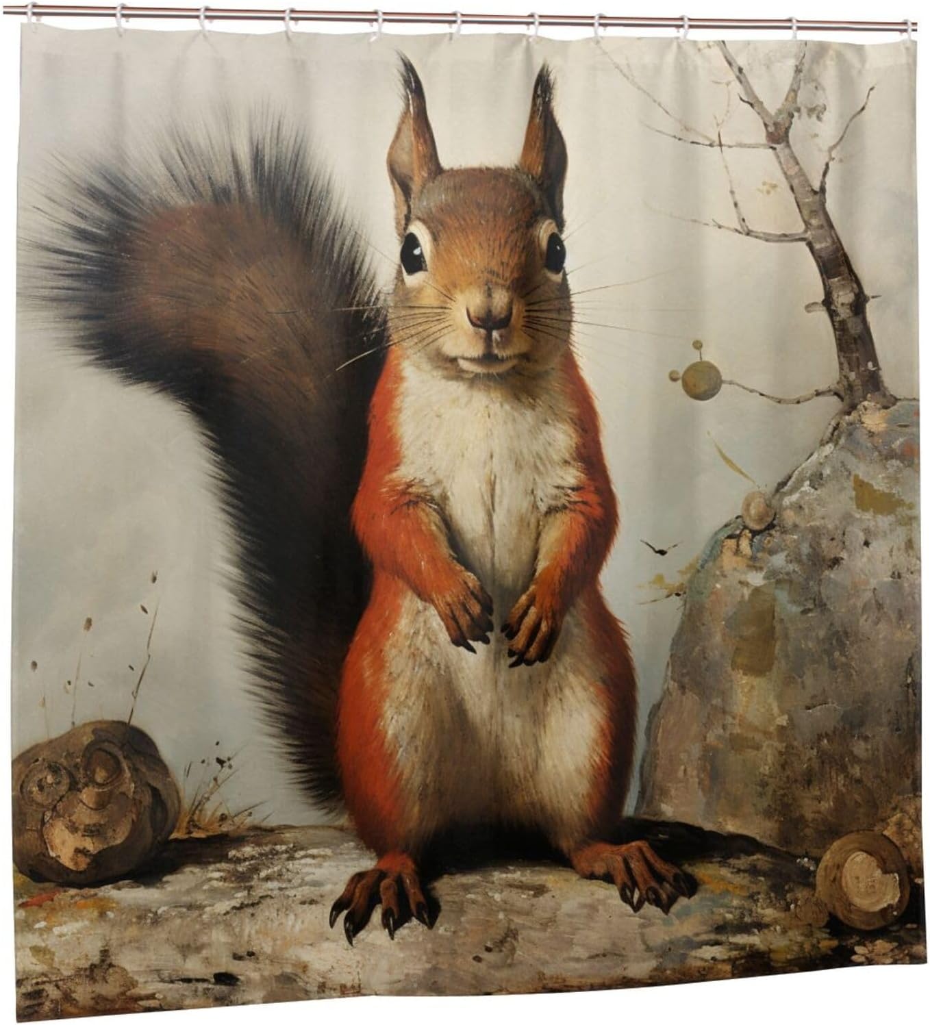 DAOWANGZUO Squirrel Shower Curtain Set