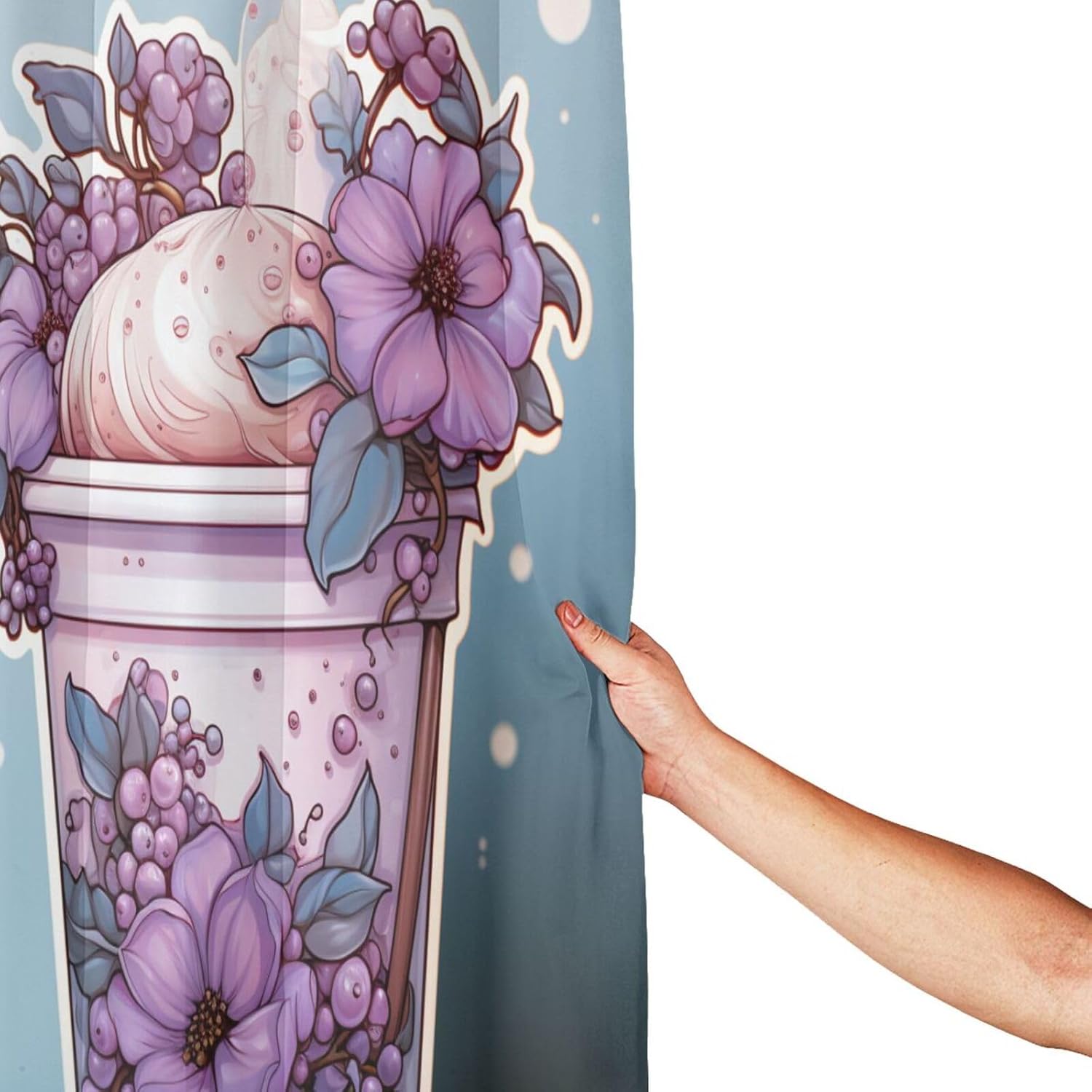 DAOWANGZUO Purple Flower Shower Curtain Set with 12 Hooks 72x72in 1