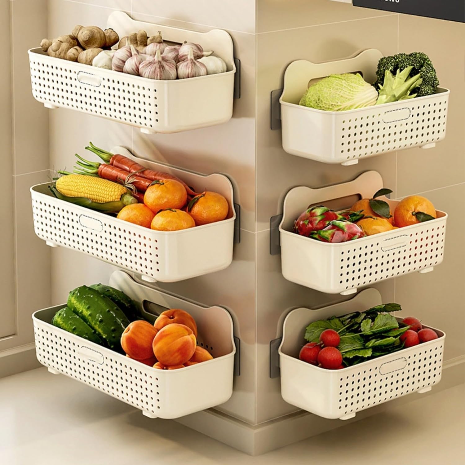 Wall Mounted Storage Basket for Bathroom and Kitchen