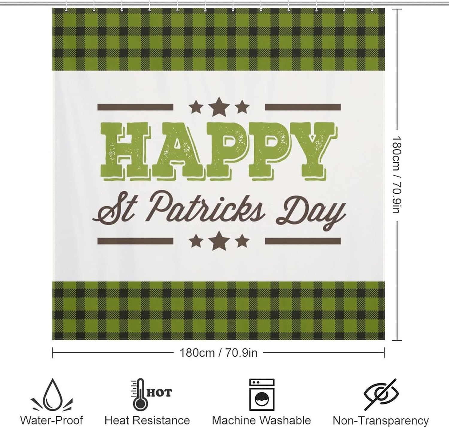 Happy St Patricks Day Shower Curtain with 12 Hooks