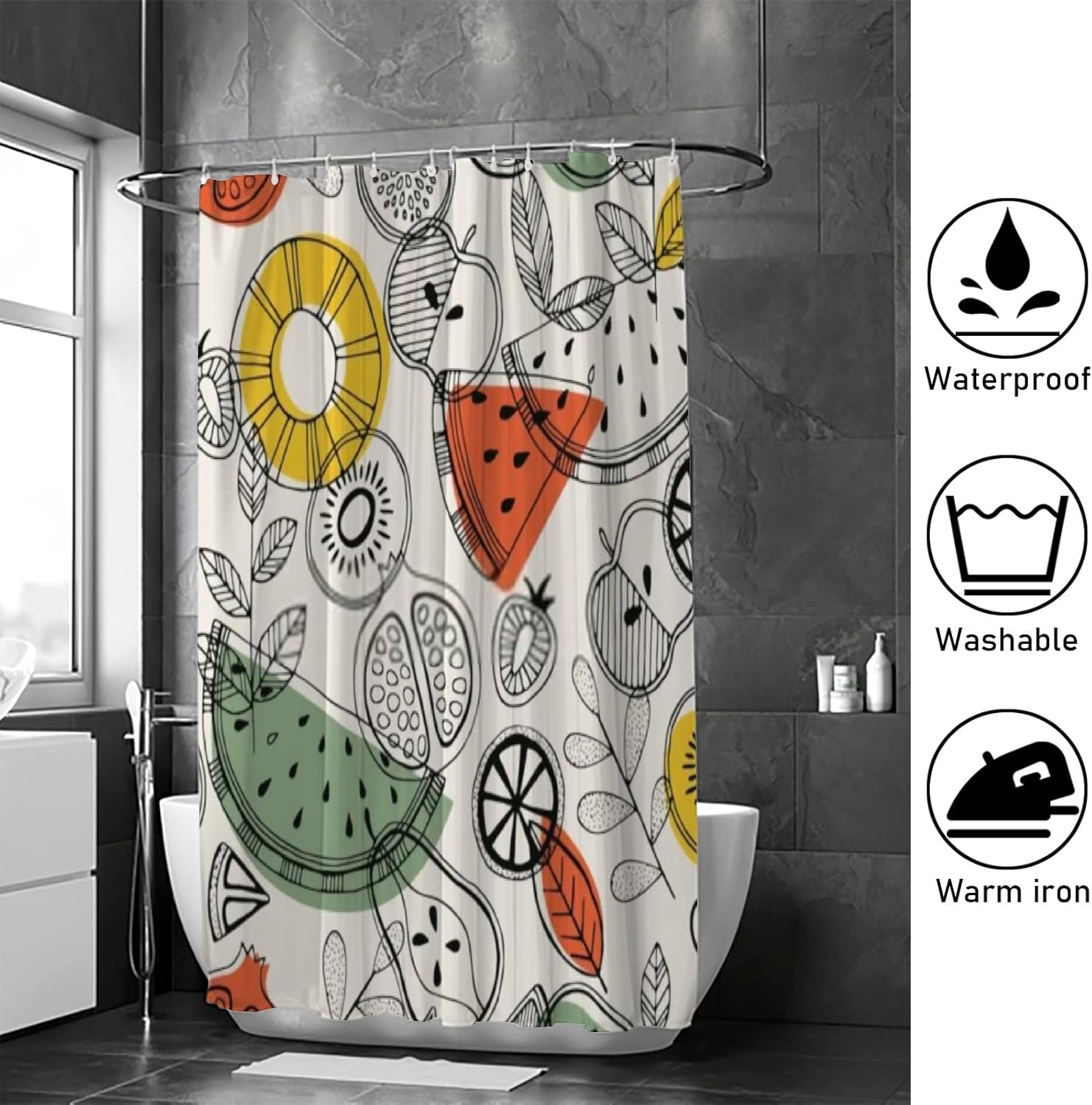 Hapuxt 60x72 Waterproof Shower Curtain with 12 Hooks