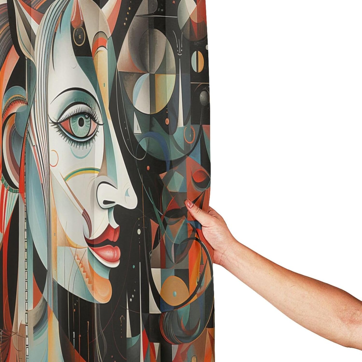 DAOWANGZUO Abstract Boho Face Shower Curtain Set 72x72in