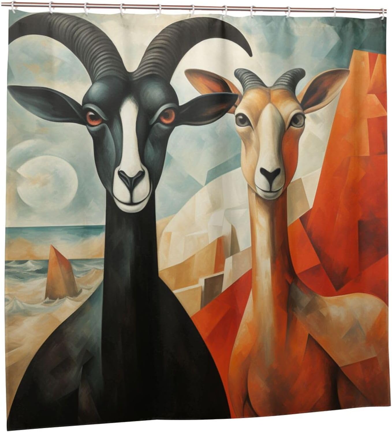 DAOWANGZUO Sheep Shower Curtain Set 72x72in 1