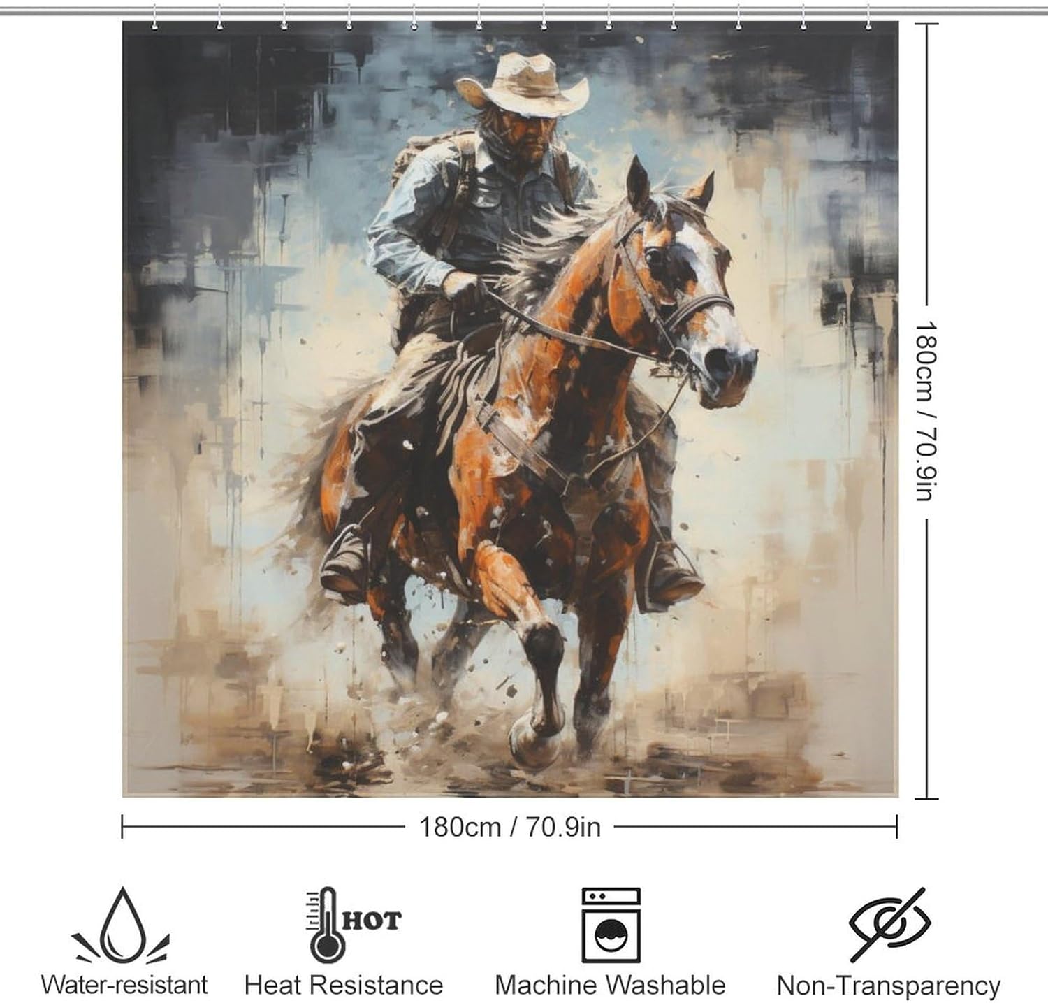 DAOWANGZUO Riding Cowboy Shower Curtain Set 1