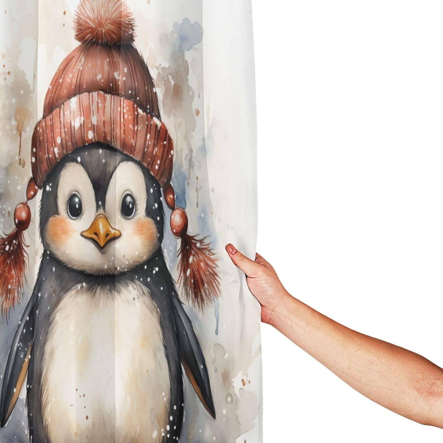 DAOWANGZUO Penguin Shower Curtain Set 72x72in with 12 Hooks