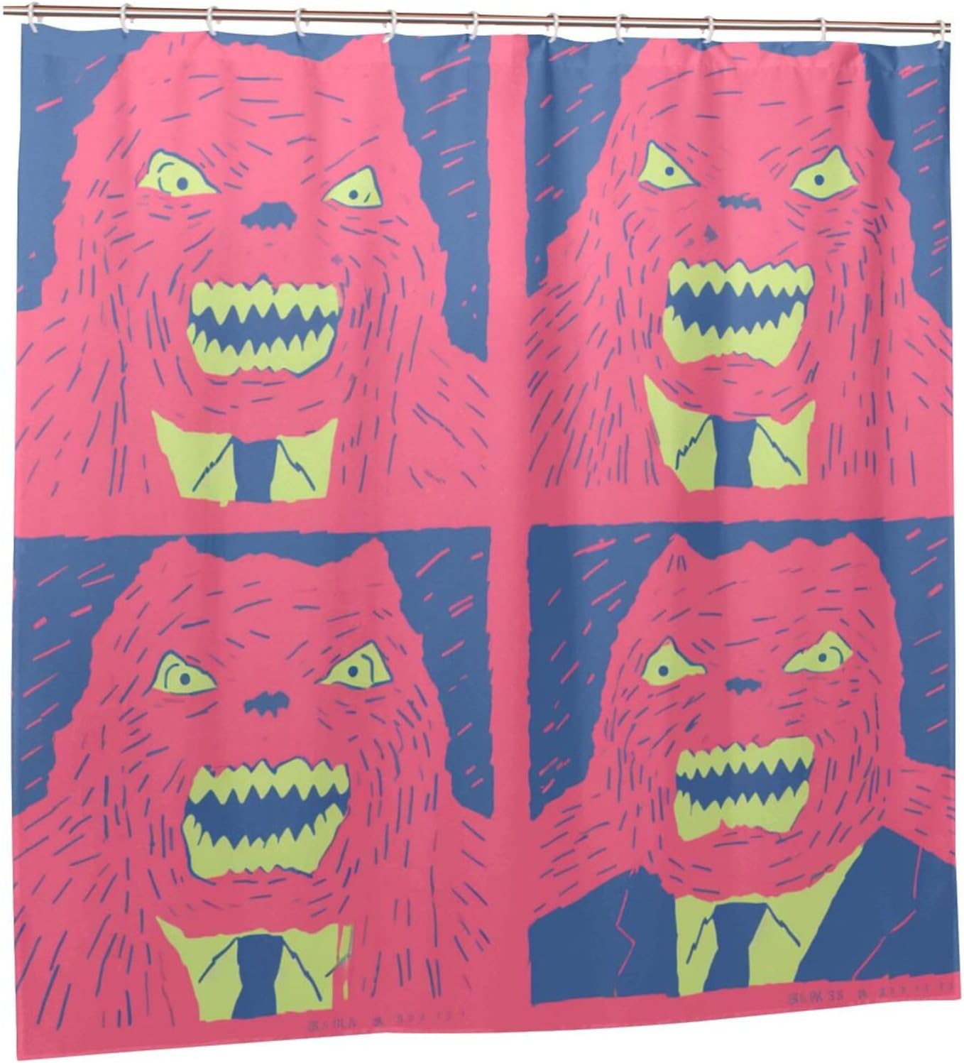 Red Devil Boho Shower Curtain Set with 12 Hooks