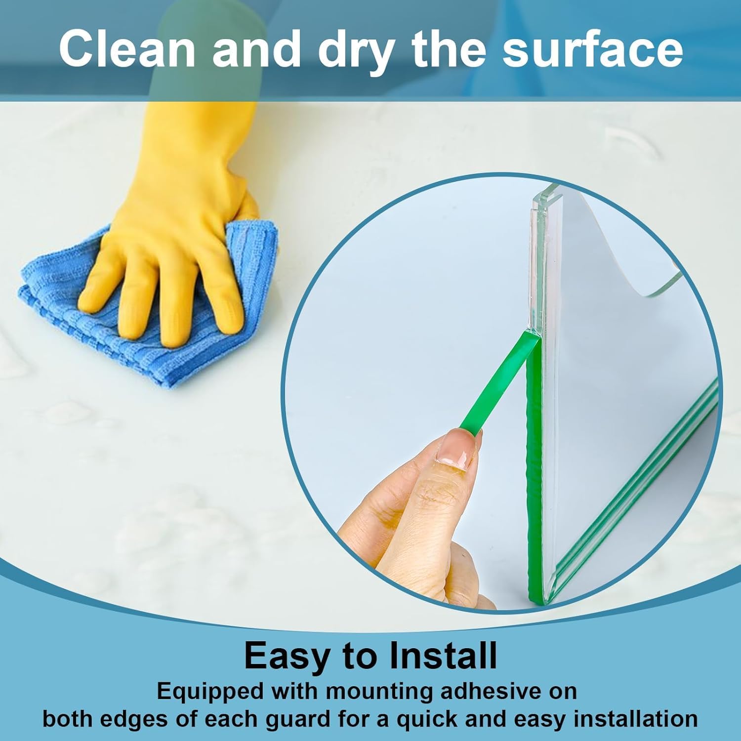 2 PCS Acrylic Shower Splash Guard with Adhesive