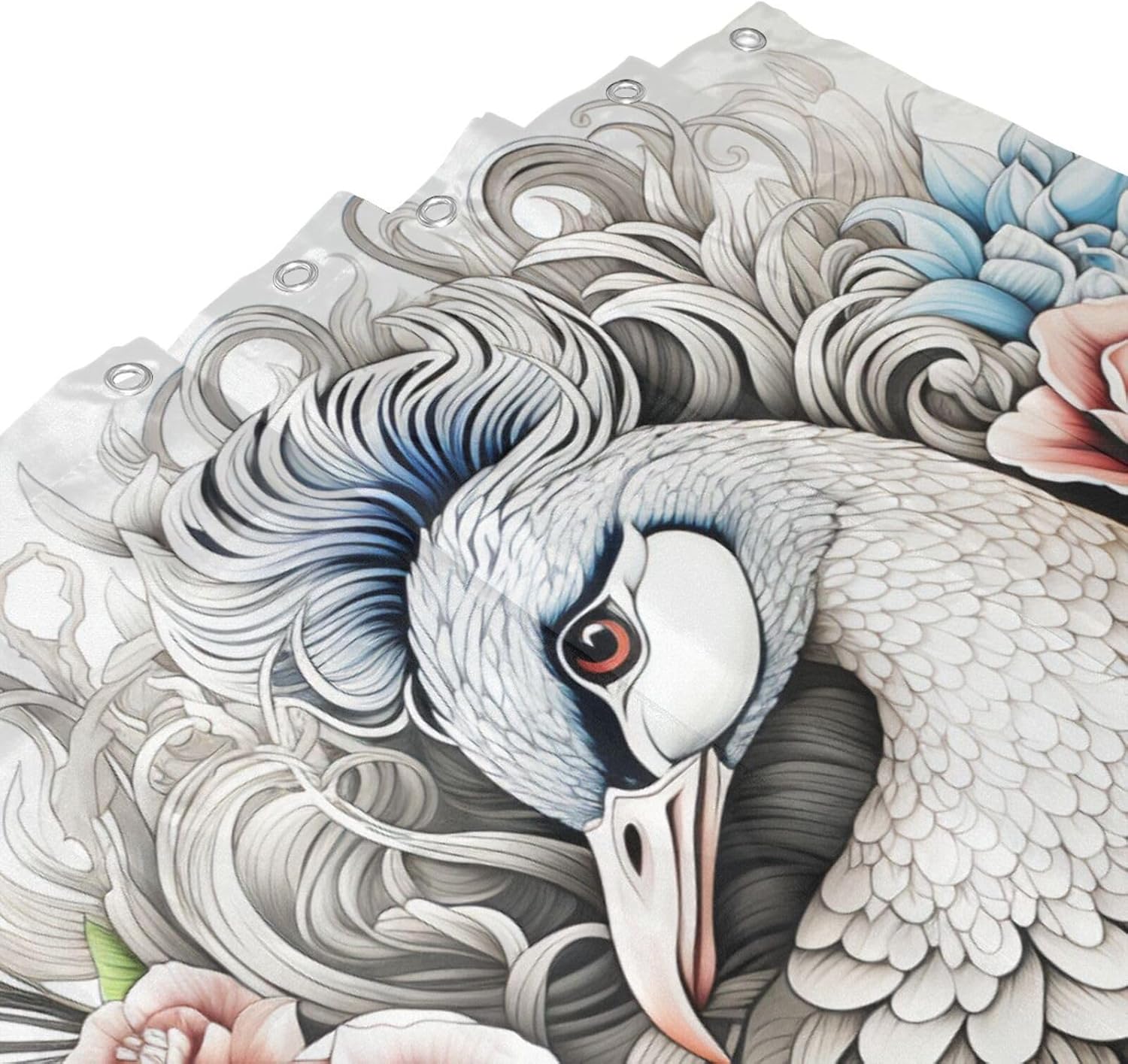 DAOWANGZUO White Peacock Shower Curtain Set