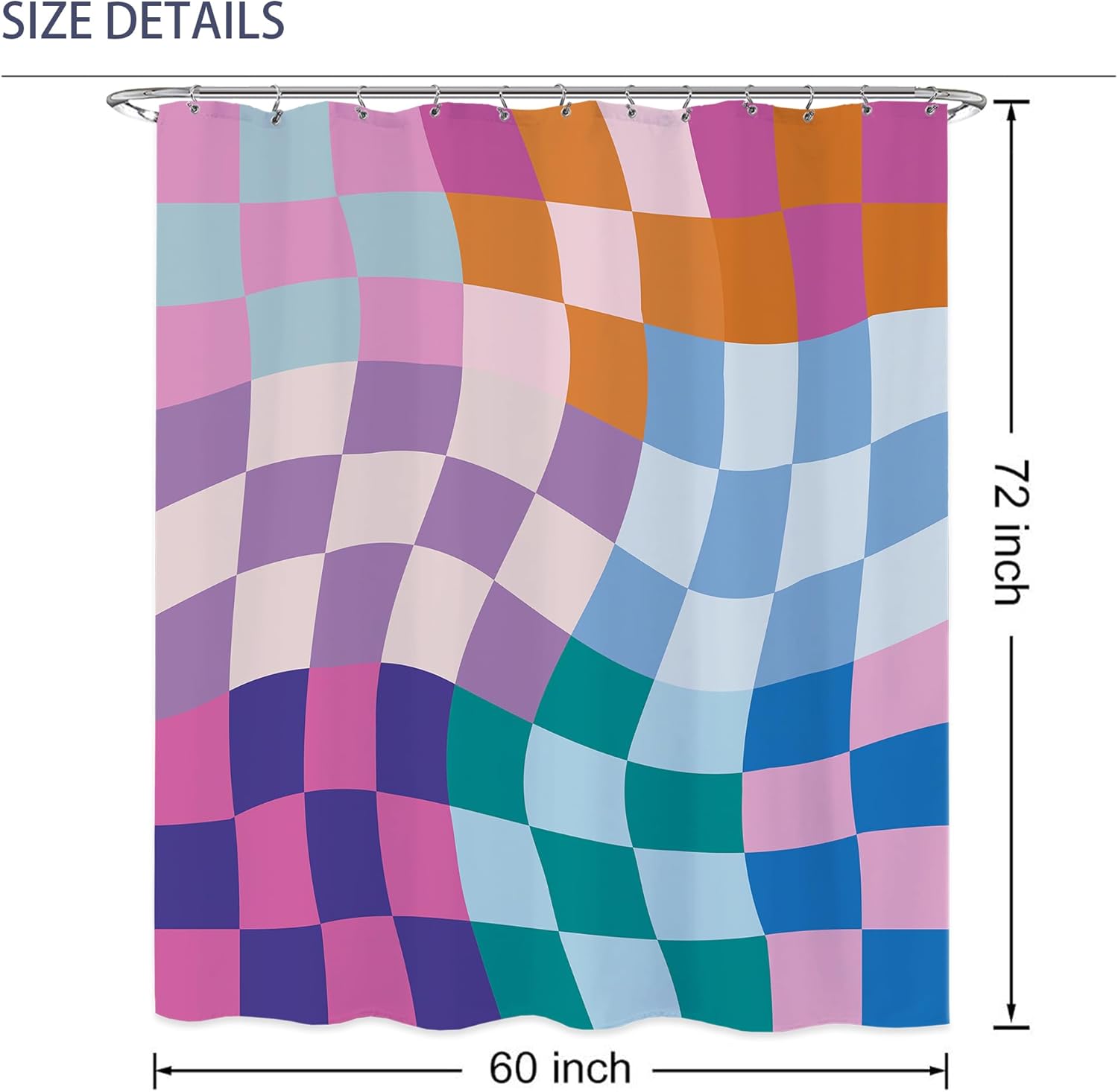 Retro Checkered Shower Curtain 60x72 Inches