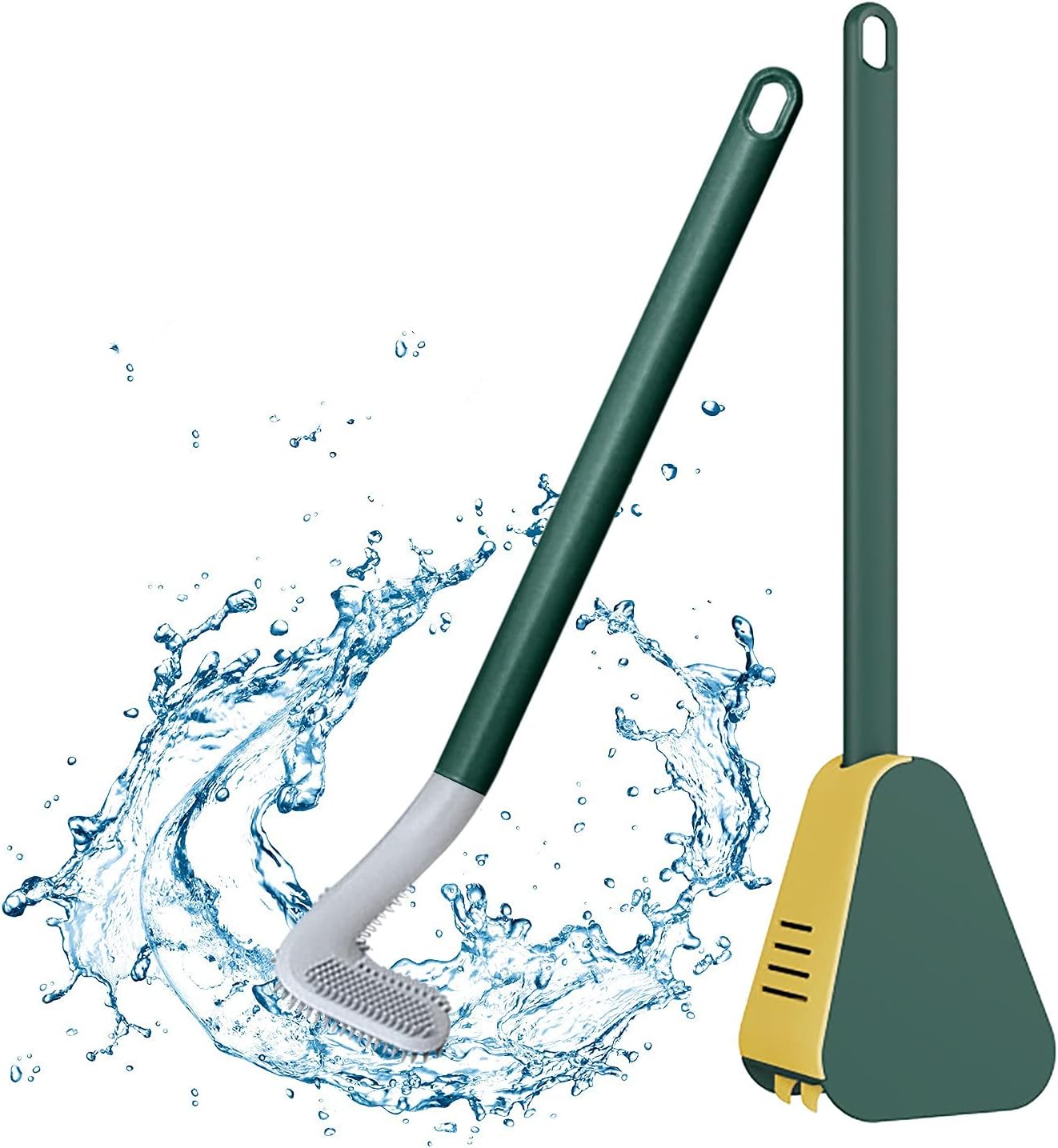 Long Handle Silicone Toilet Brush with Holder Set