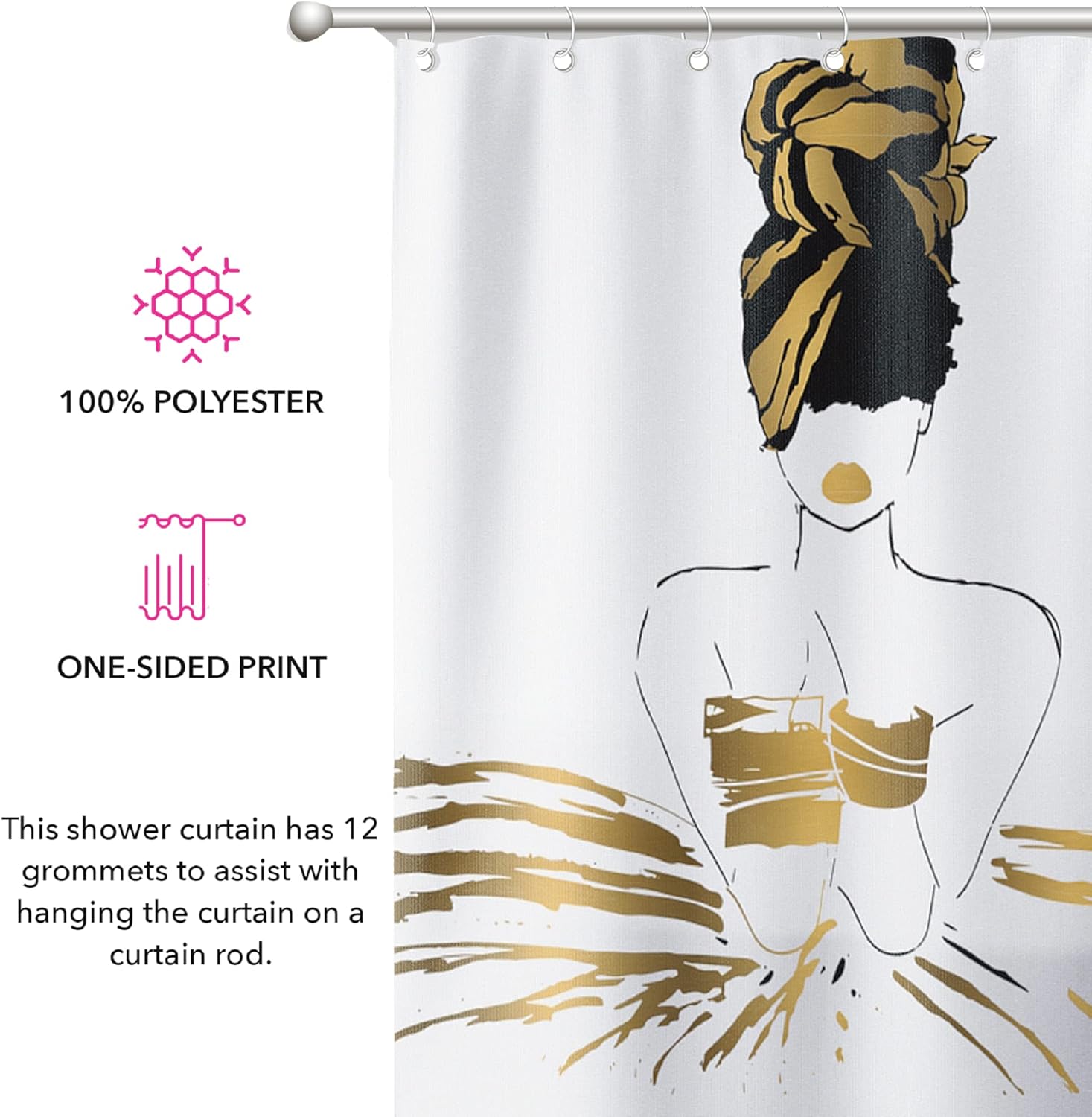 Pardon My Fro Harmony Shower Curtain - 71x71 Inch Waterproof Chic Print
