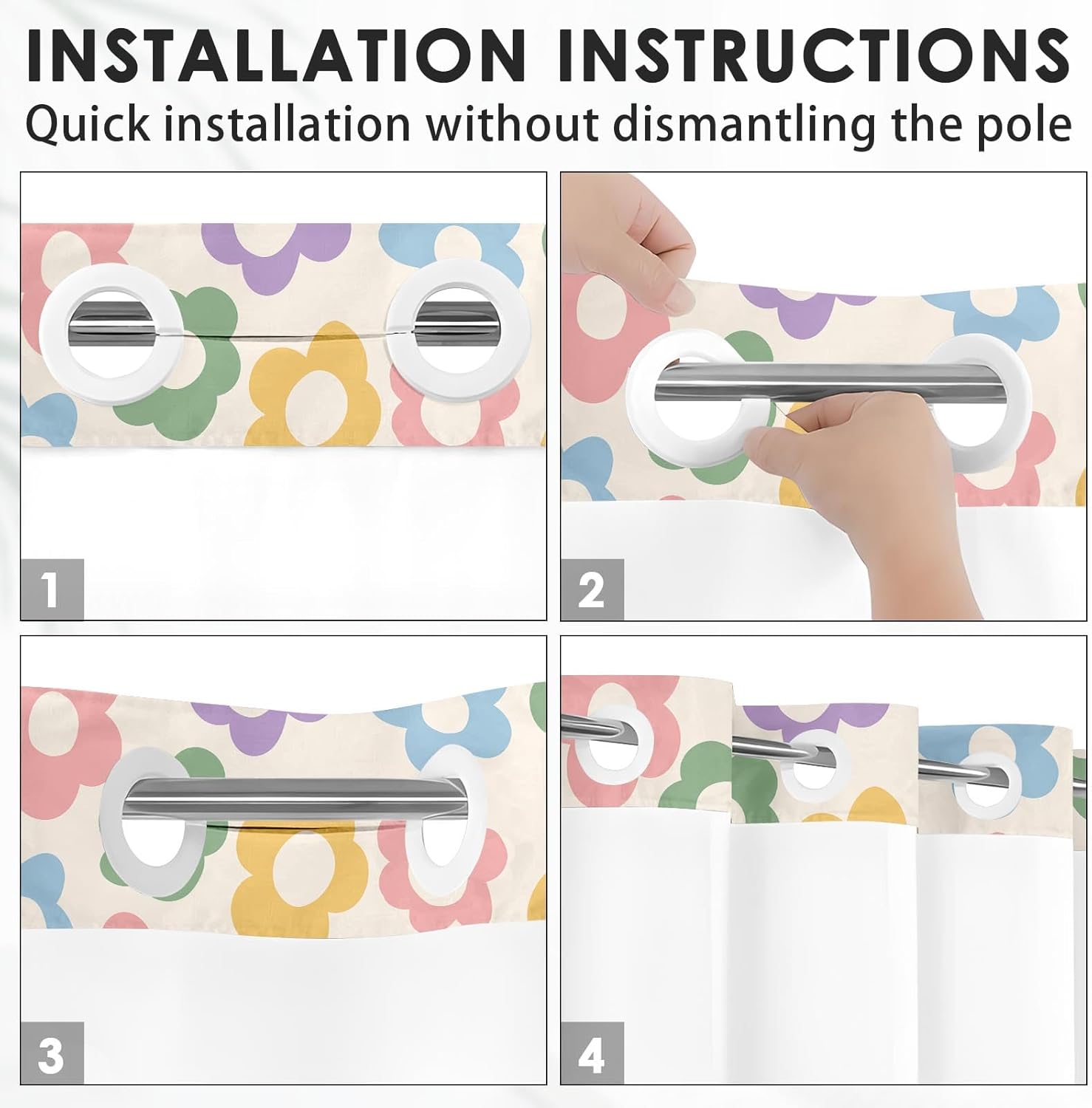 Culudea Vintage Flower Shower Curtain Set 1