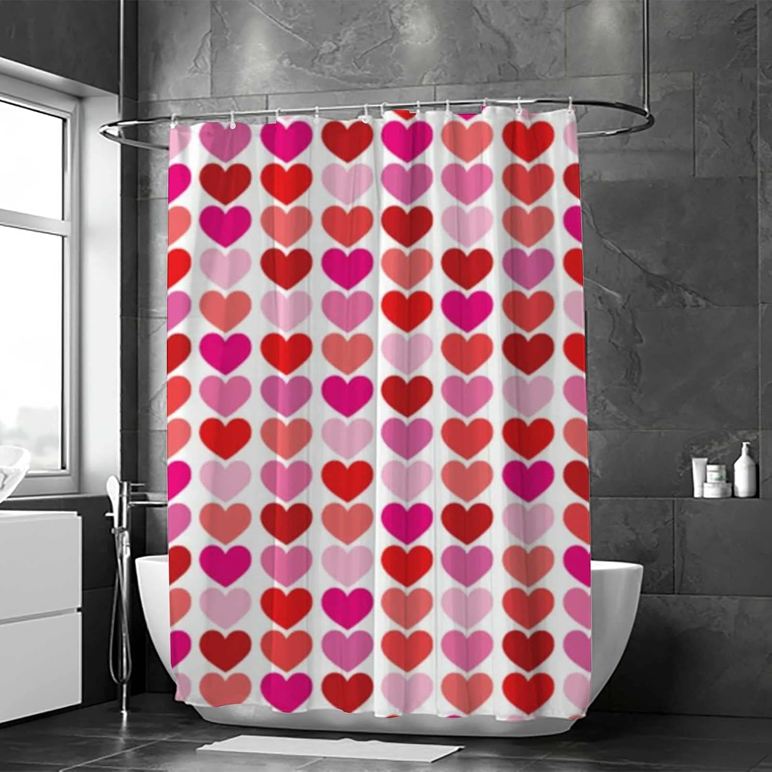 Hapuxt Valentine Hearts Waterproof Shower Curtain 60x72 Inch