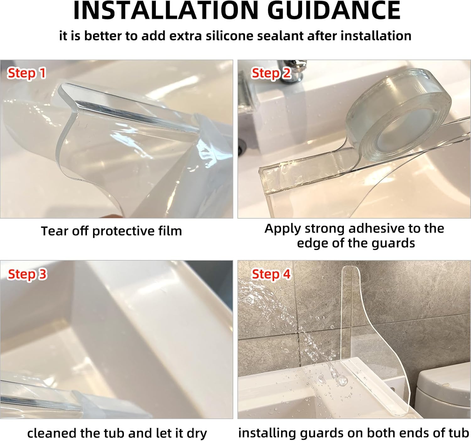 KOMOHOM Shower Splash Guard for Bathtub Corner