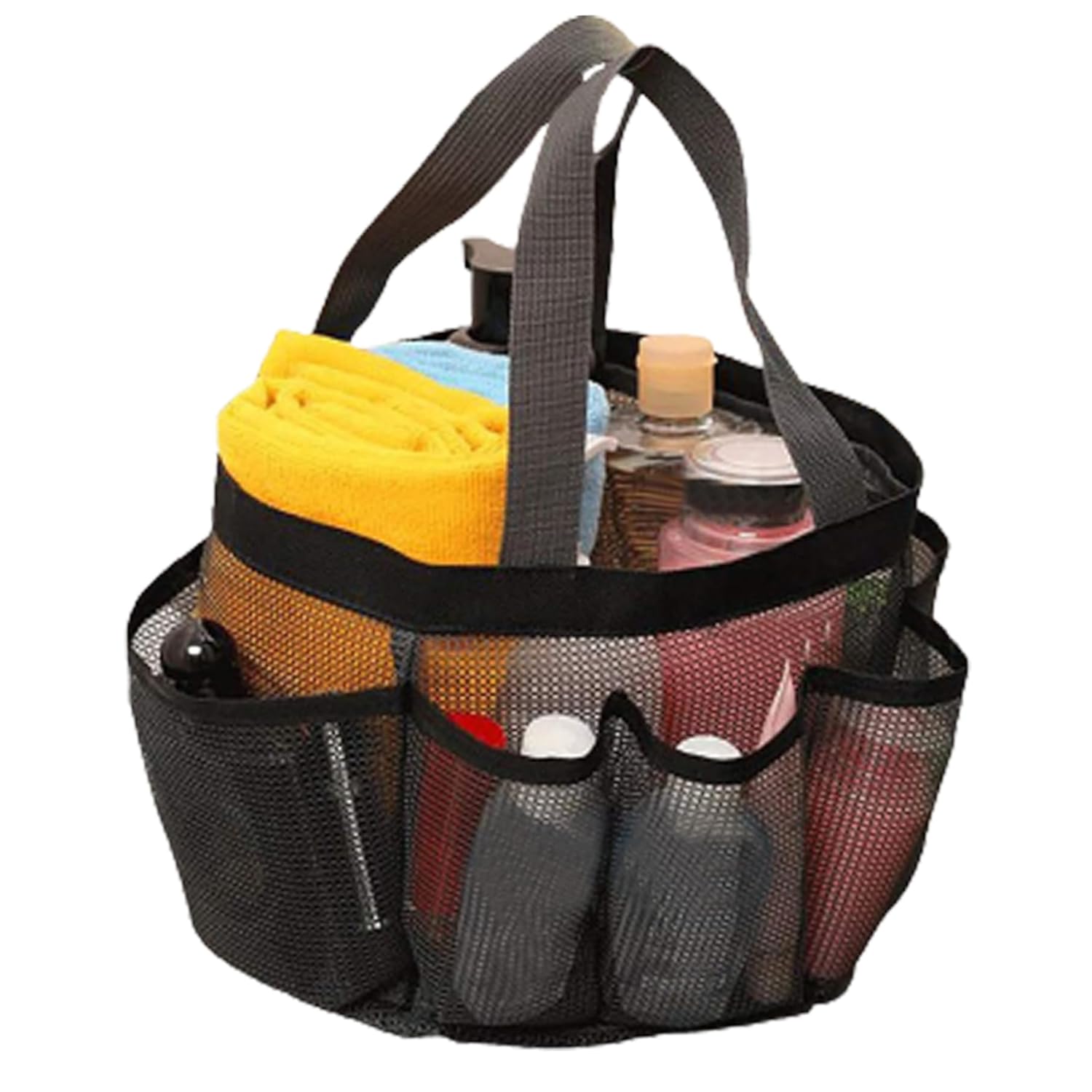 KDAMGOQE Bathroom Organizer Mesh Shower Caddy Portable 8-Pocket Black
