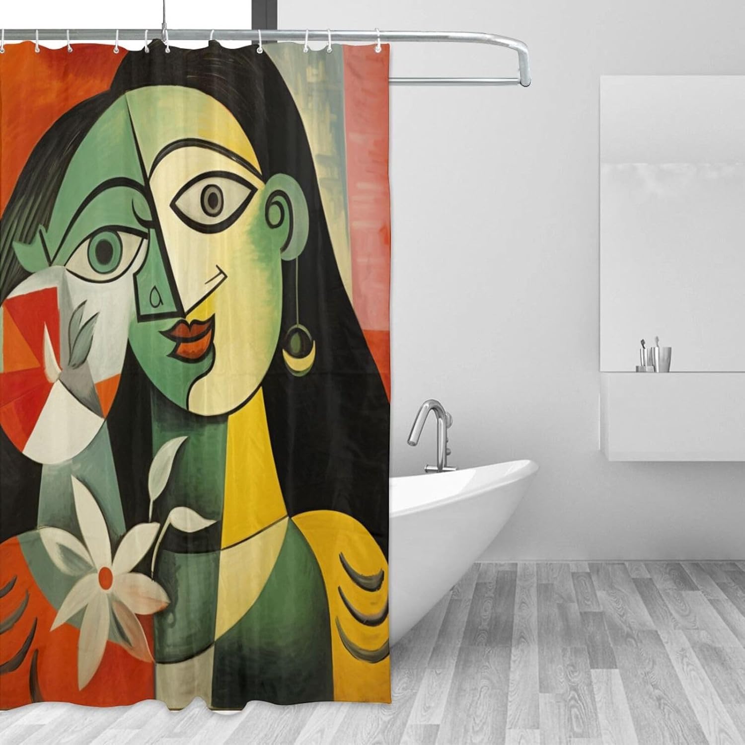 DAOWANGZUO Laughing Girl Shower Curtain Set 72x72in