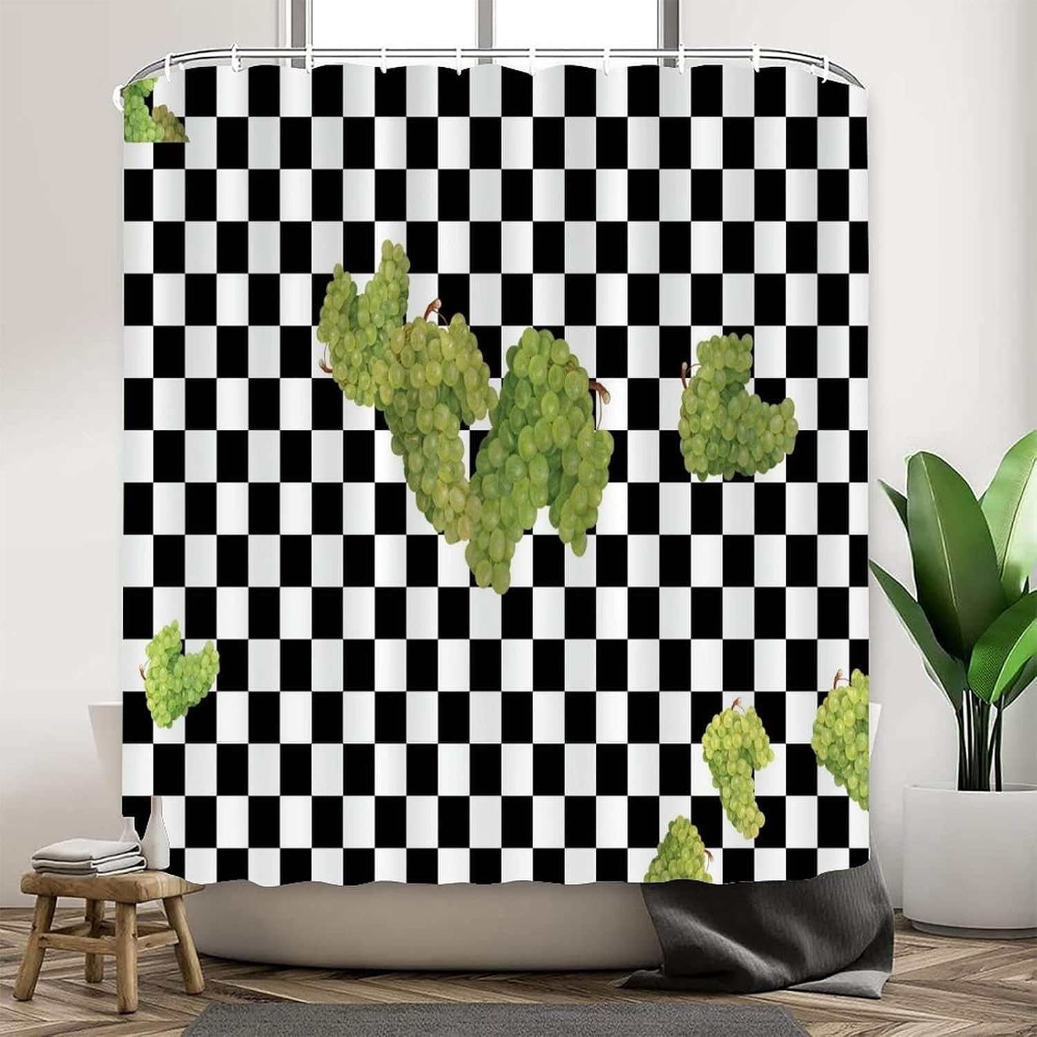 UTF4C Fruit Lattice Shower Curtain Set 35x71 with Hooks