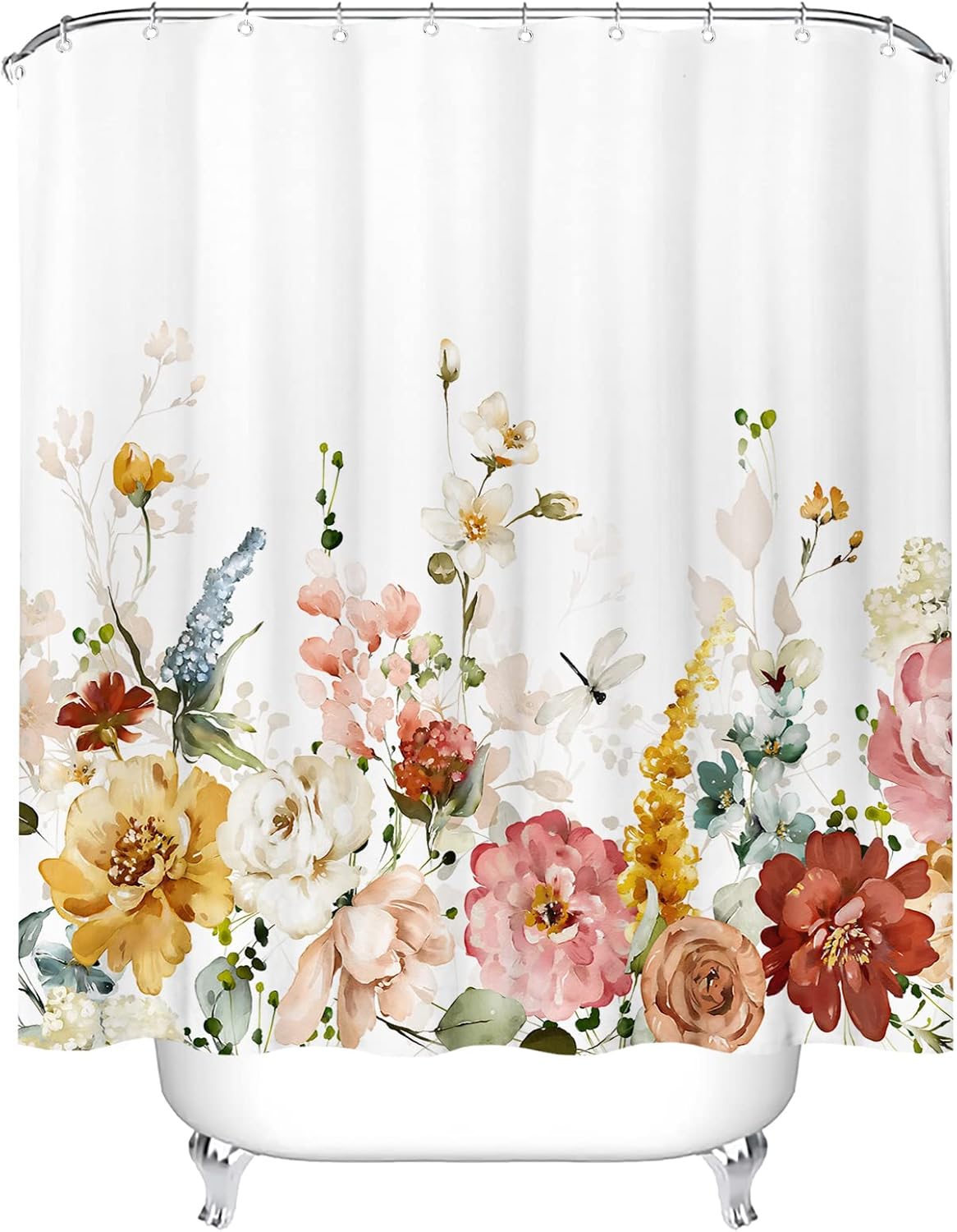 Tititex Aesthetic Blooming Floral Shower Curtain 71x71 Inch Waterproof