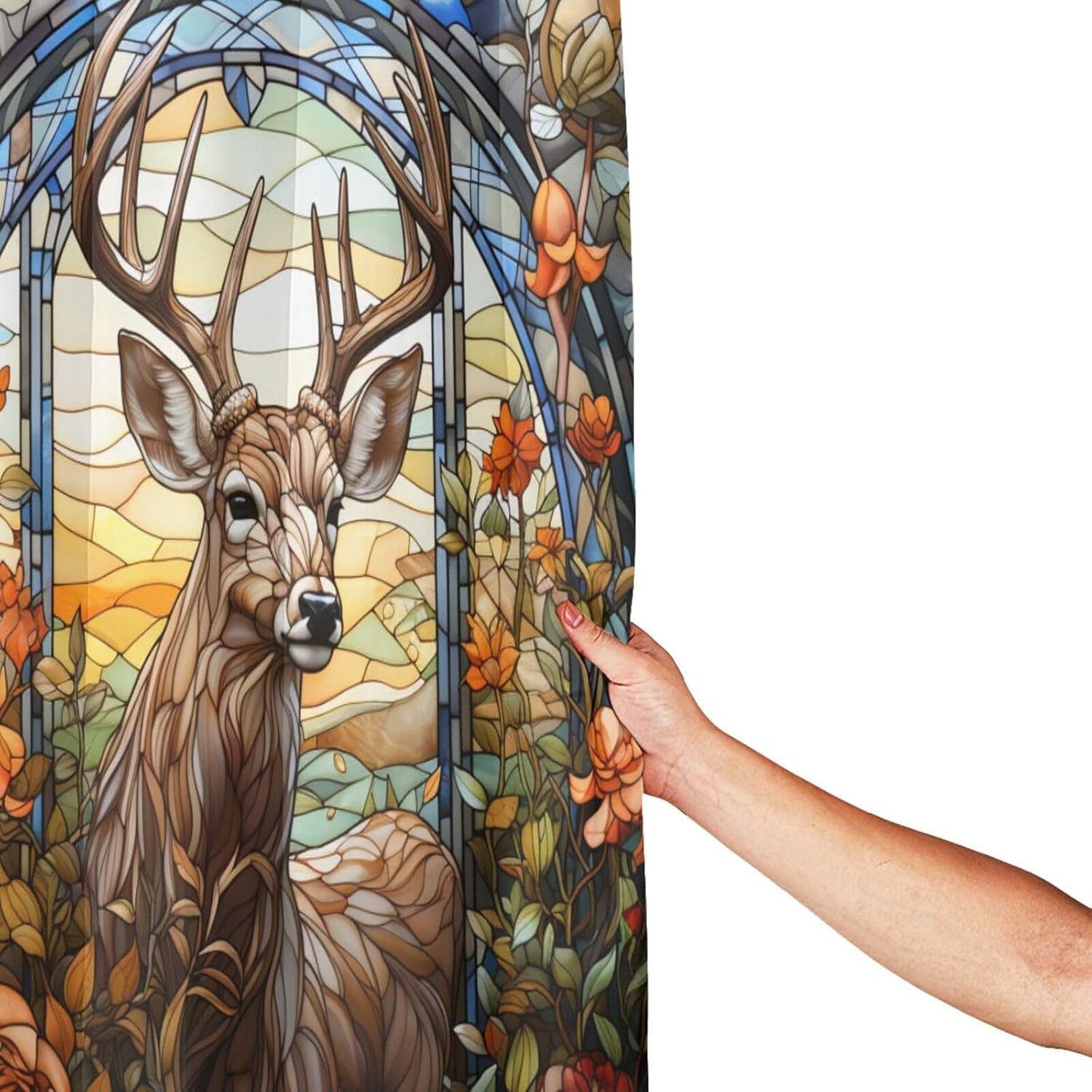 DAOWANGZUO Deer Shower Curtain Set with 12 Hooks