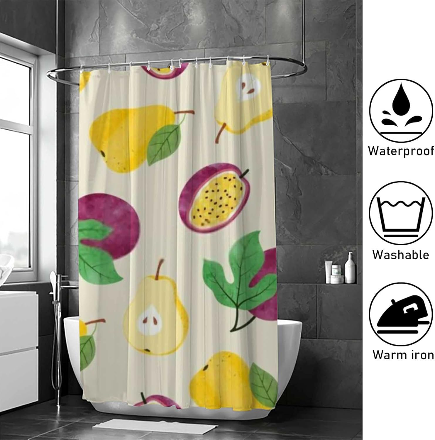 Rashu Shower Curtain Set with Hooks 72 Inch Waterproof