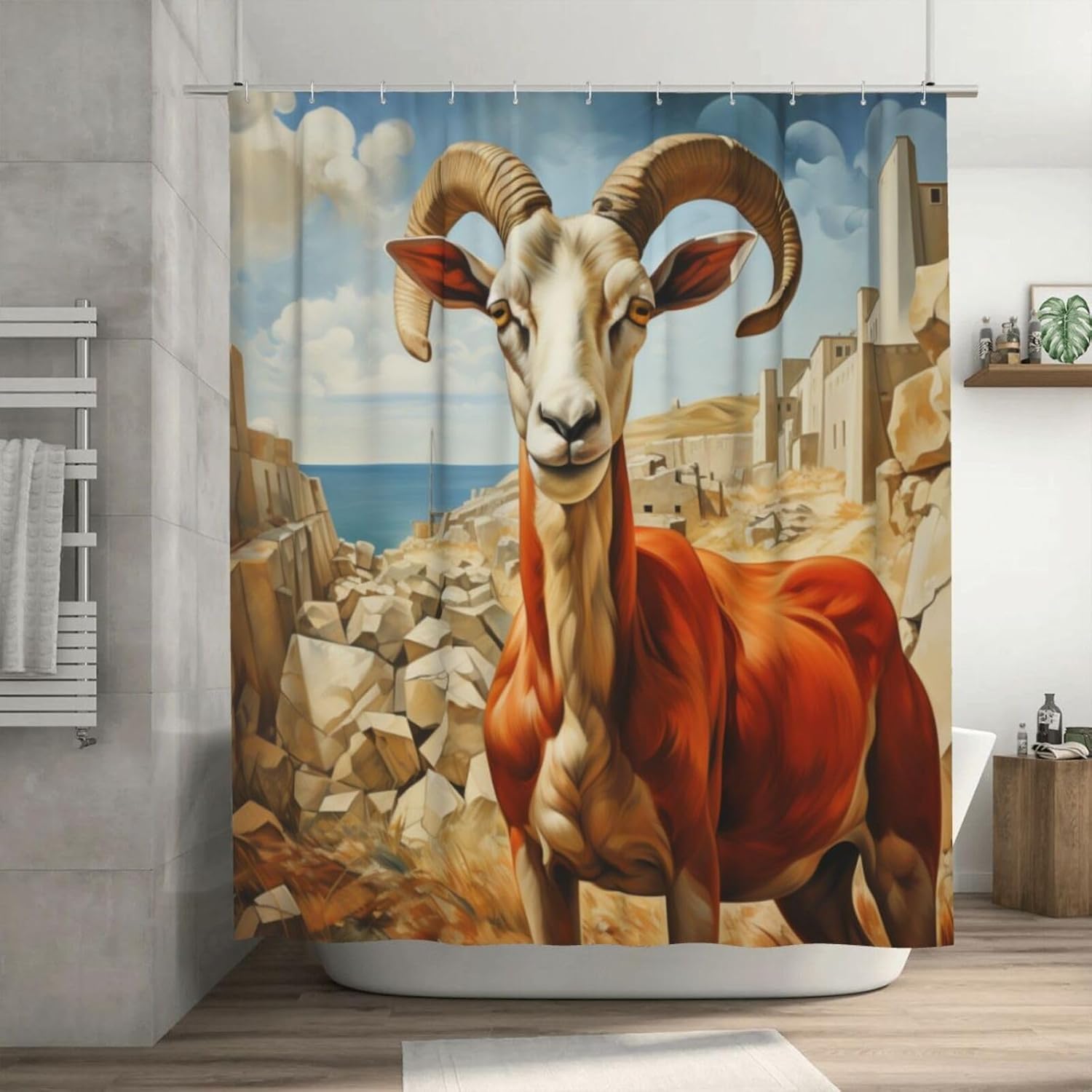 DAOWANGZUO Sheep Shower Curtain Set 72x72in with 12 Hooks 1