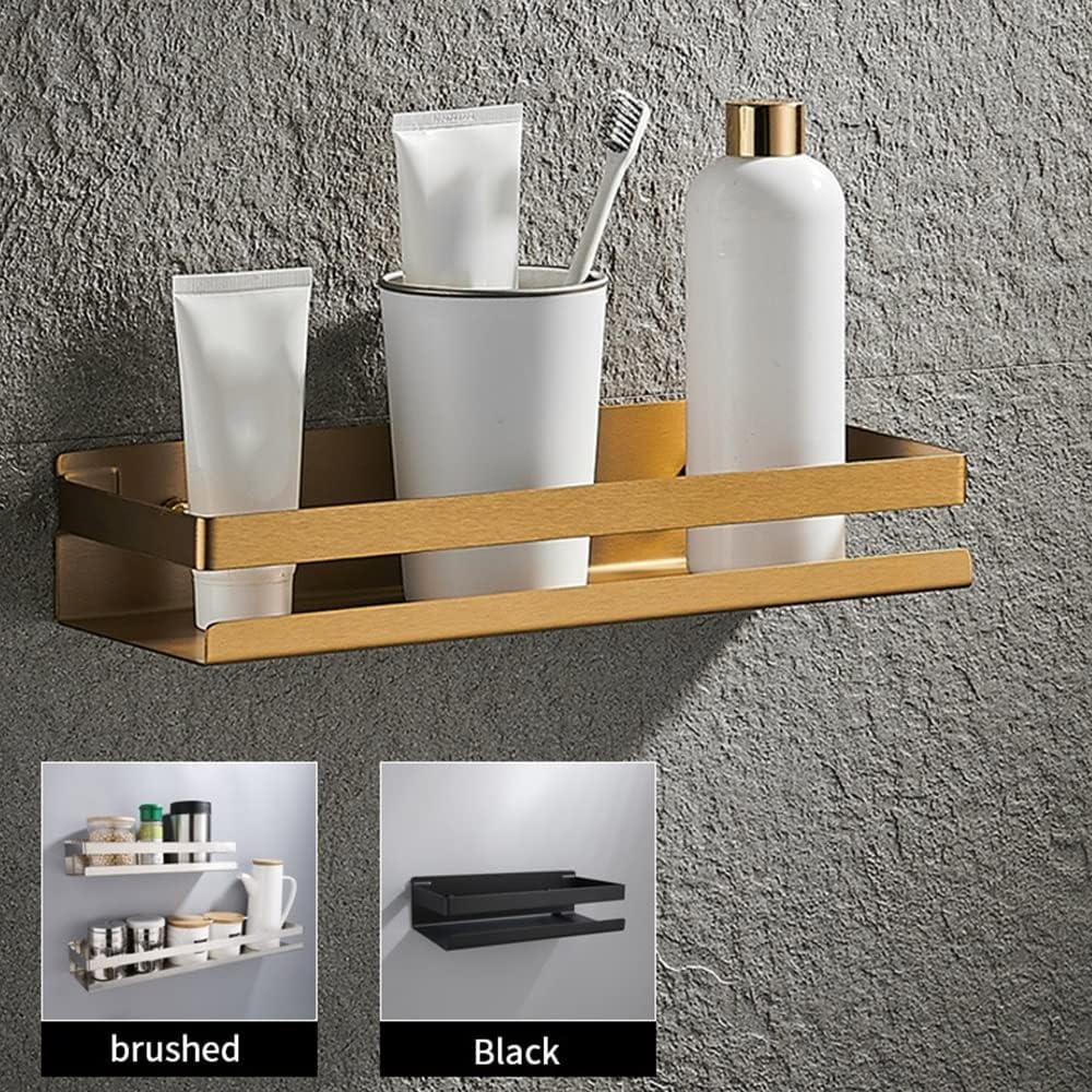 Modern Matt Black Gold Shower Caddy with Adjustable Height