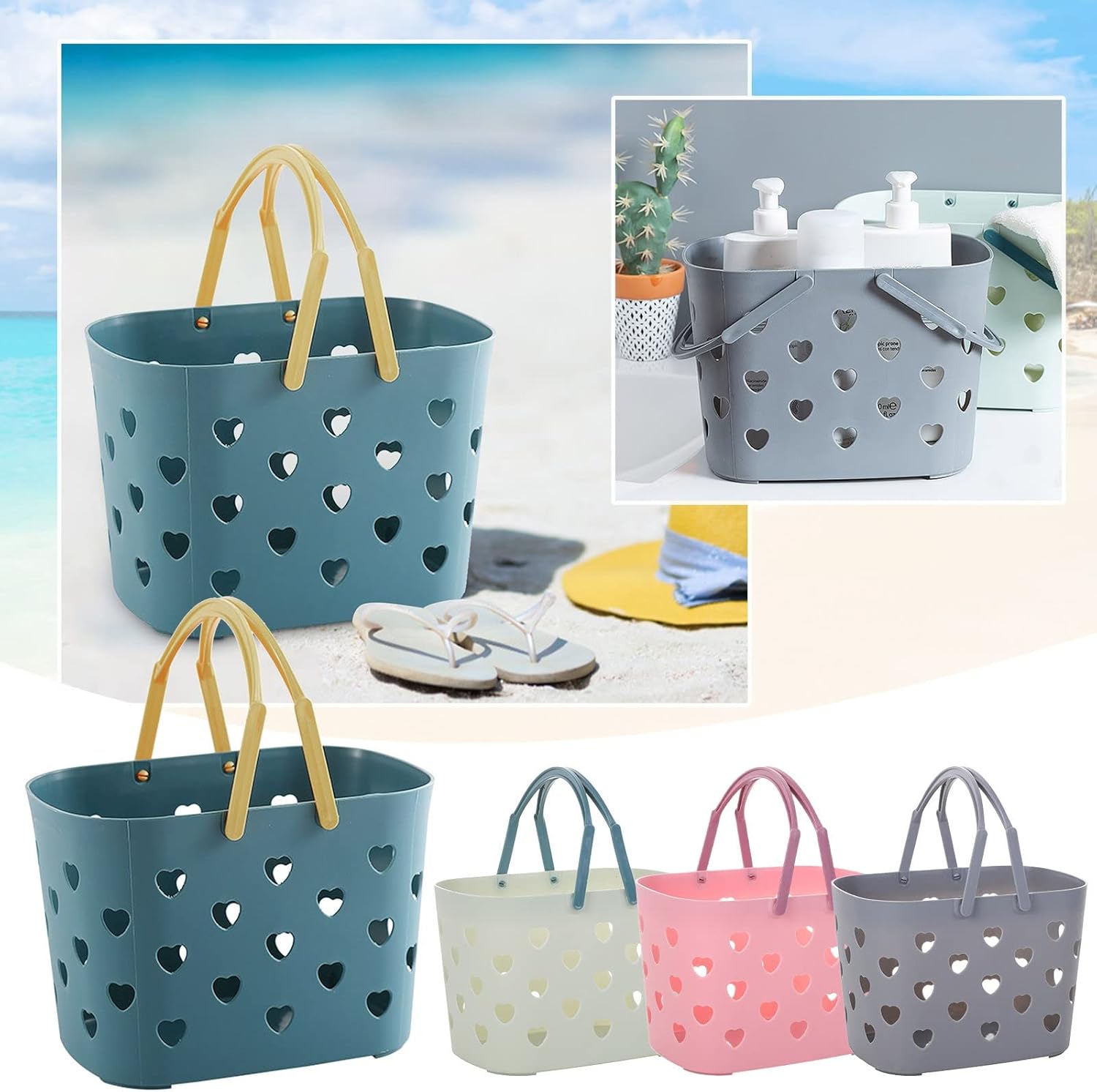 Plastic Shower Caddy Basket Tote with Handles