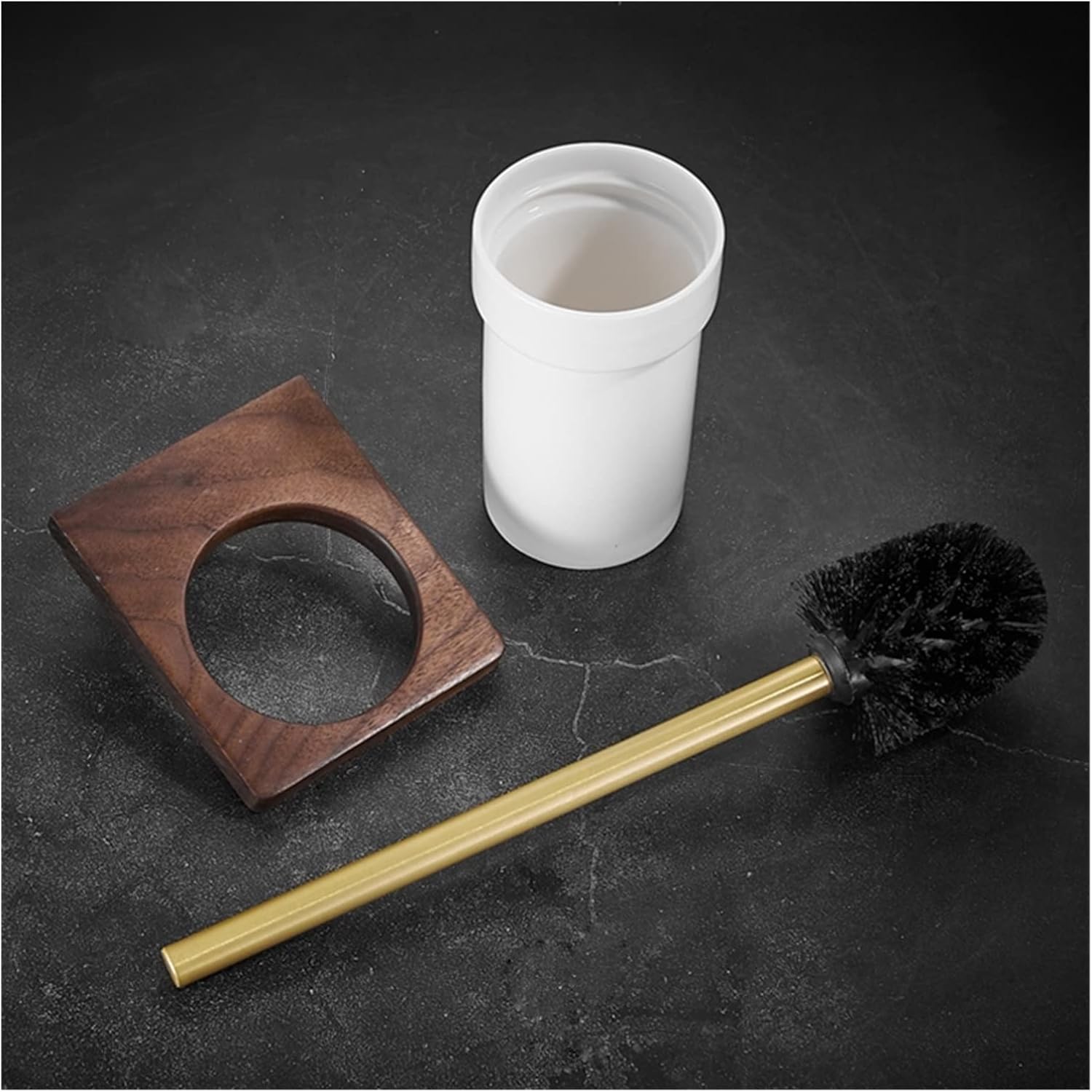 INPETS Toilet Brush Holder with Ceramic Cup and Aluminum Pole