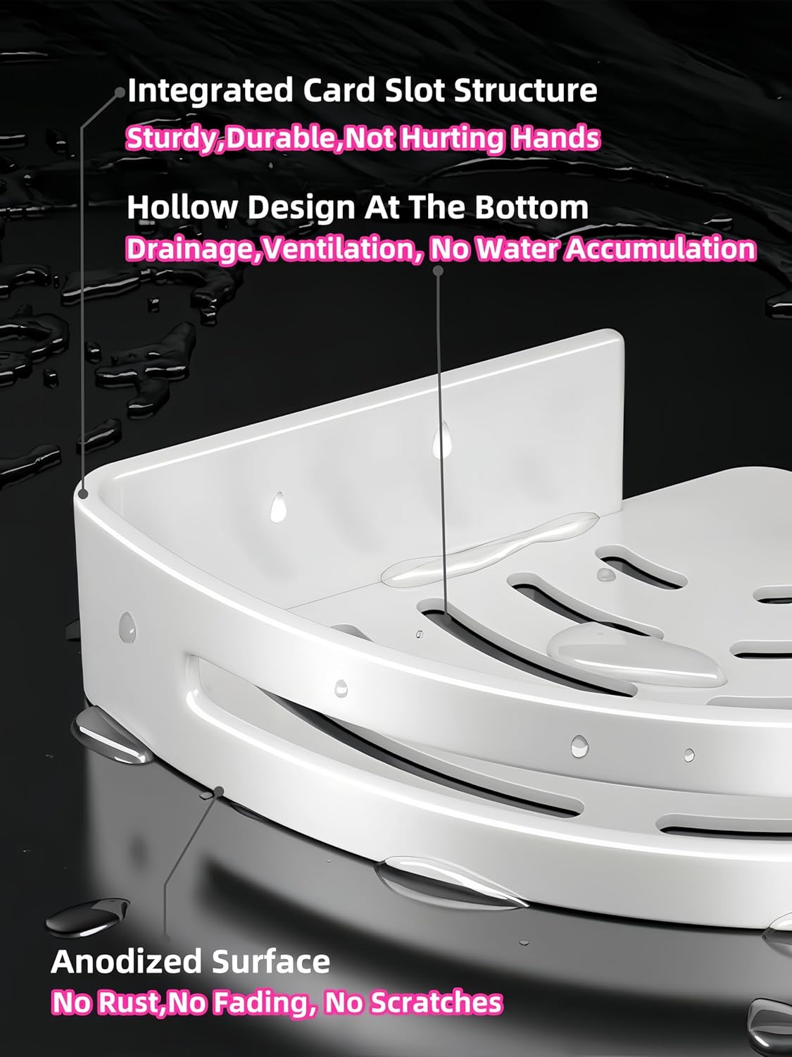 2 Pack Corner Shower Caddy with Hooks and Storage